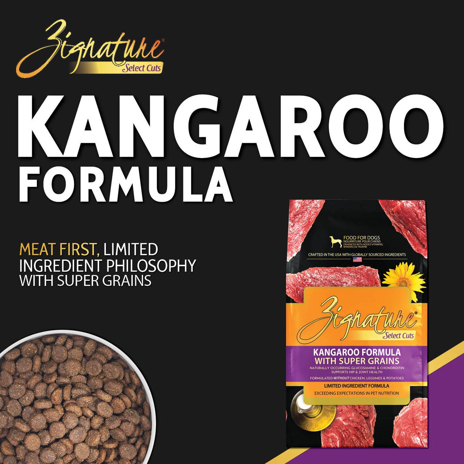 Zignature Select Cuts Kangaroo Formula Dry Dog Food, 25-Lbs.