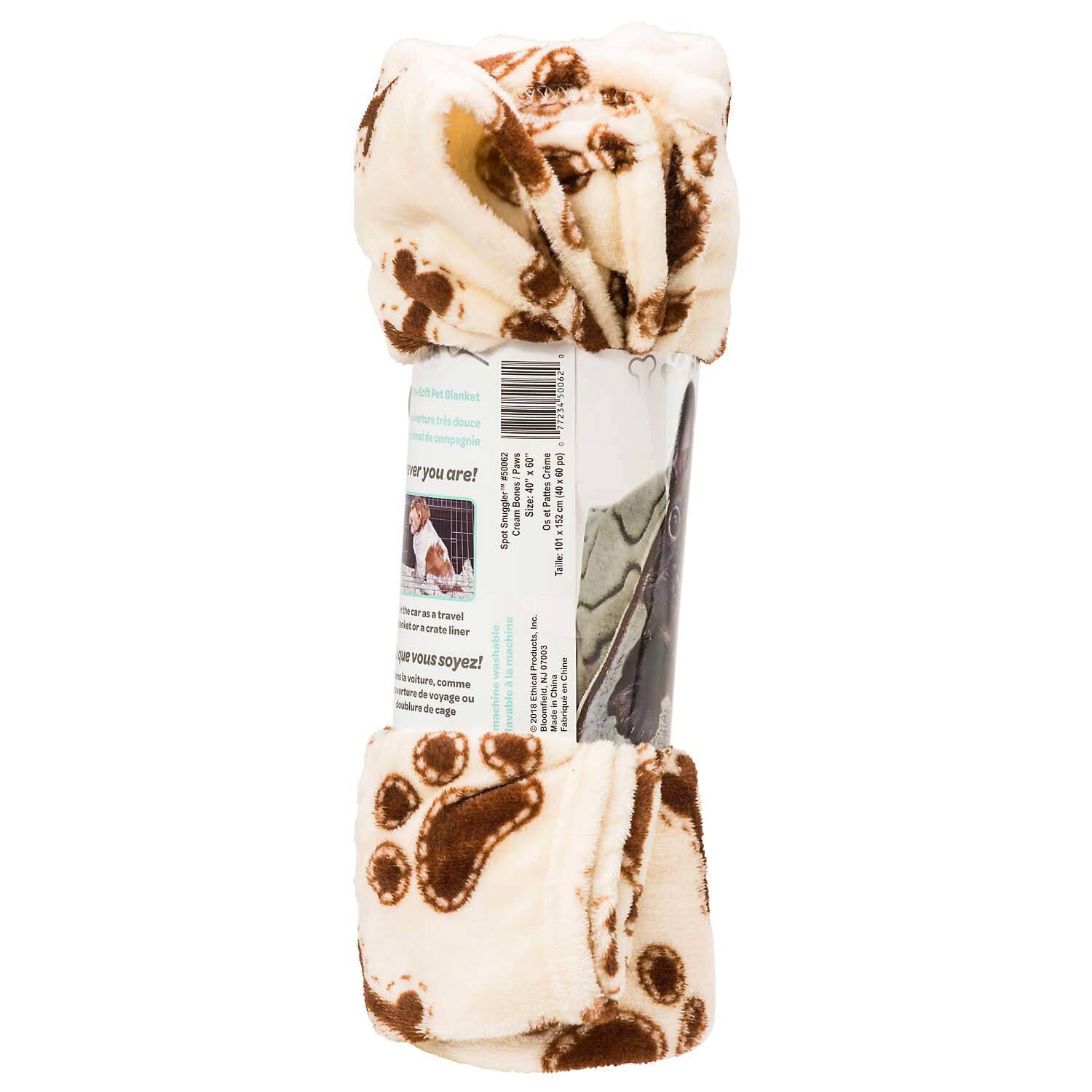 Spot Snuggler Bones & Paws Print Dog Blanket, Cream, 30 X 40
