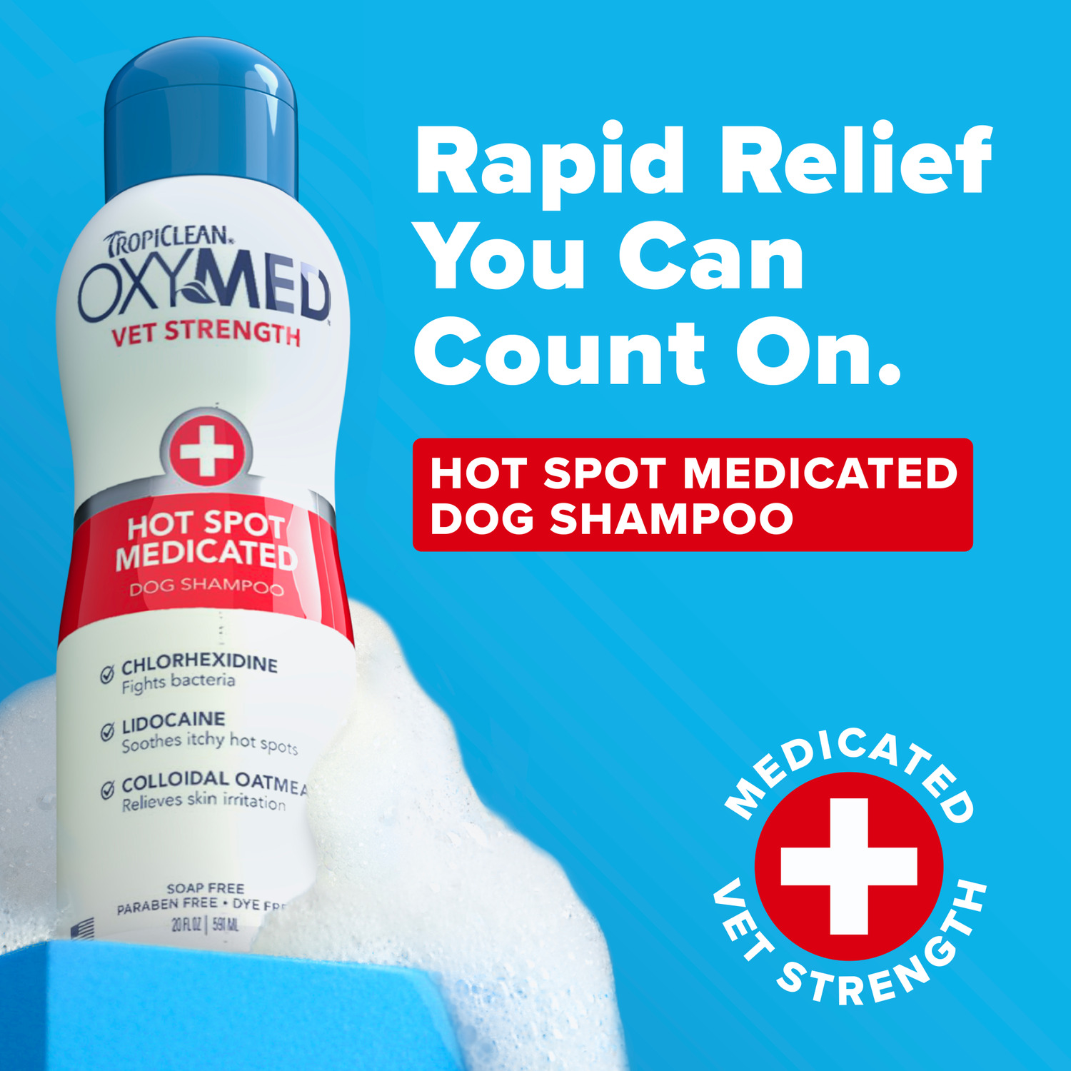 Tropiclean Oxymed Vet Strength Hot Spot Medicated Dog Shampoo, 20-Oz