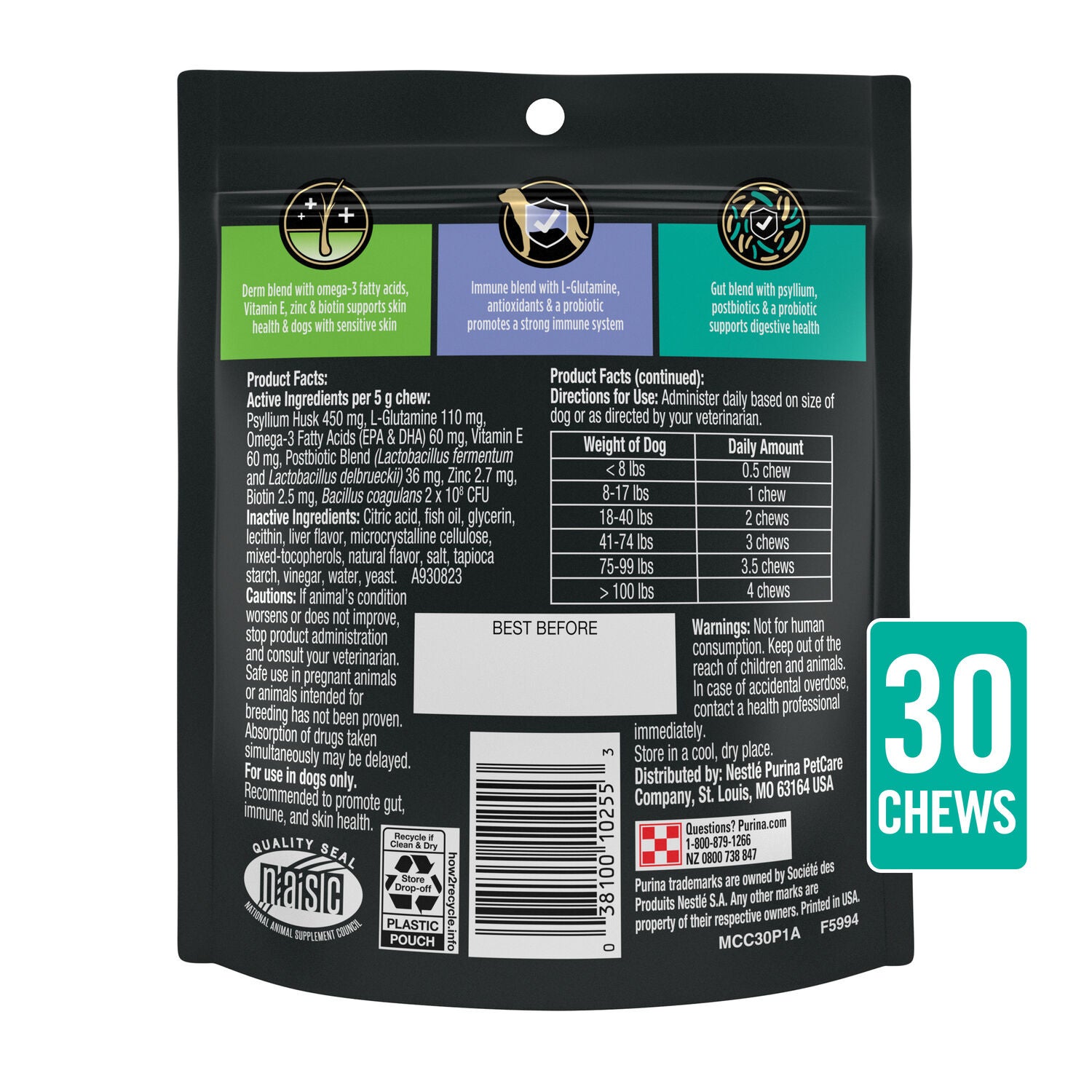 Purina Pro Plan Veterinary Supplements Multi-Care Dog Supplement Chews - 30-Ct Pouch