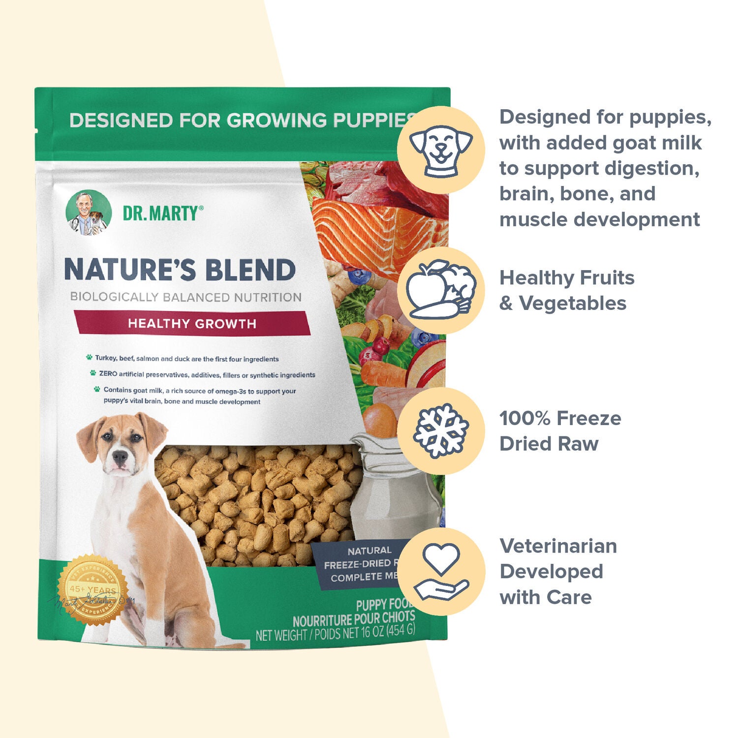 Dr. Marty Nature's Blend Healthy Growth Puppy Freeze-Dried Raw Dog Food, 48Oz