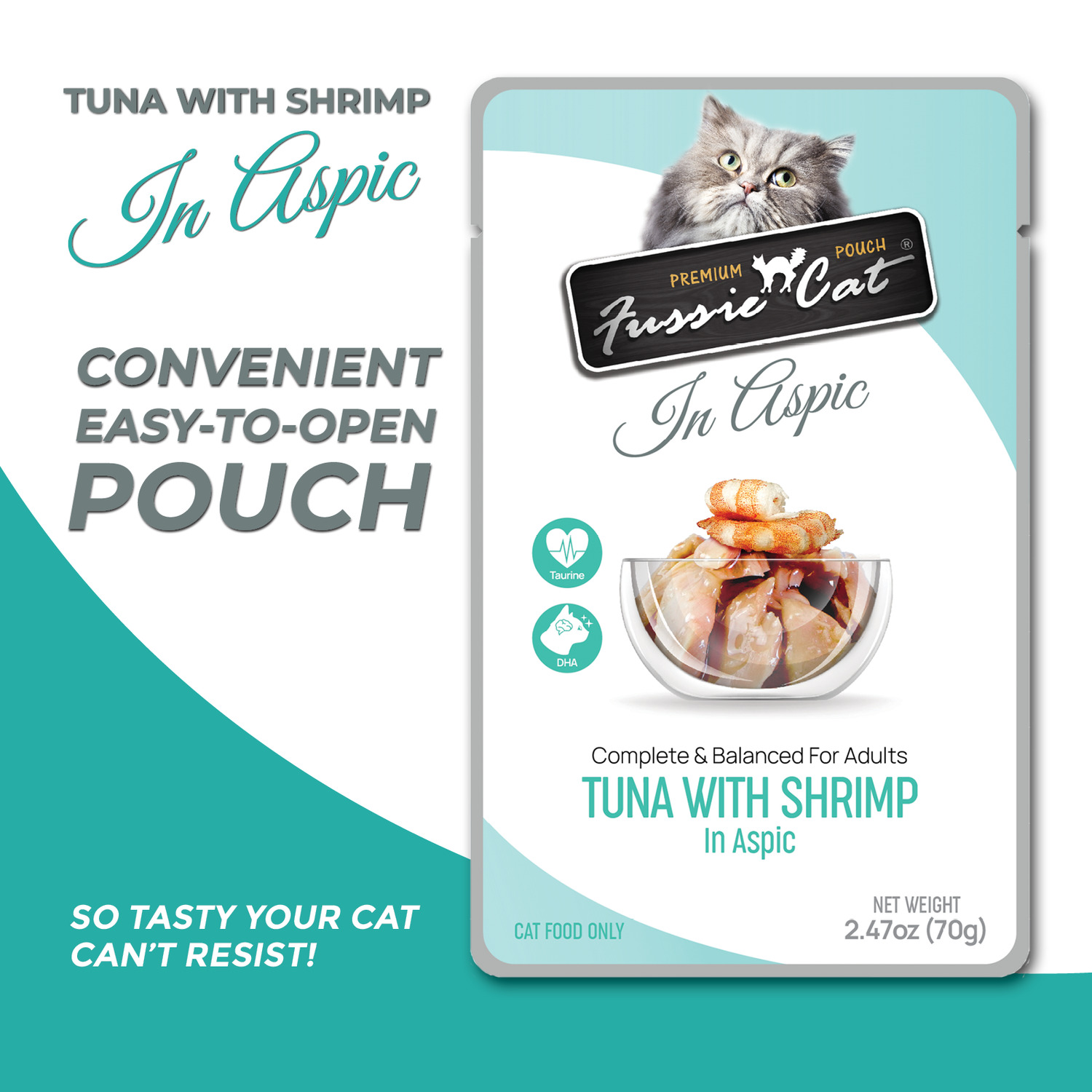 Fussie Cat Premium Tuna With Shrimp In Aspic Wet Cat Food, 2.47 Oz