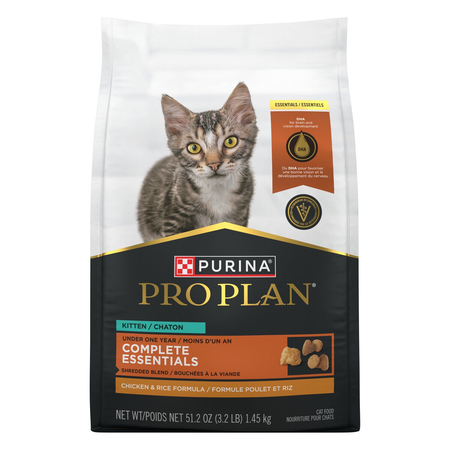 Purina Pro Plan Kitten Dry Food Complete Essentials Shredded Blend Chicken And Rice Formula