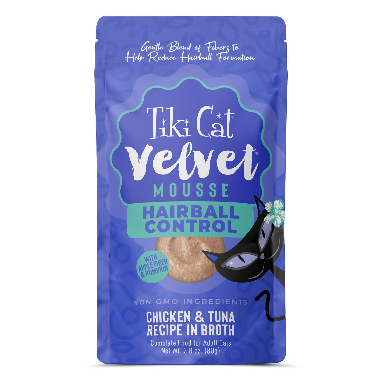 Tiki Cat Velvet Mousse Wet Cat Food, Hairball Control, Chicken & Tuna Recipe In Broth, 2.8-Oz