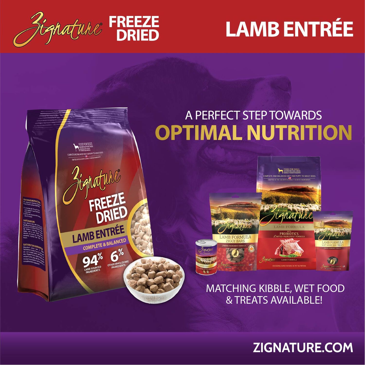 Zignature Grain-Free Lamb Entr&eacute;e Freeze-Dried Dog Food, 12.5-Oz Bag
