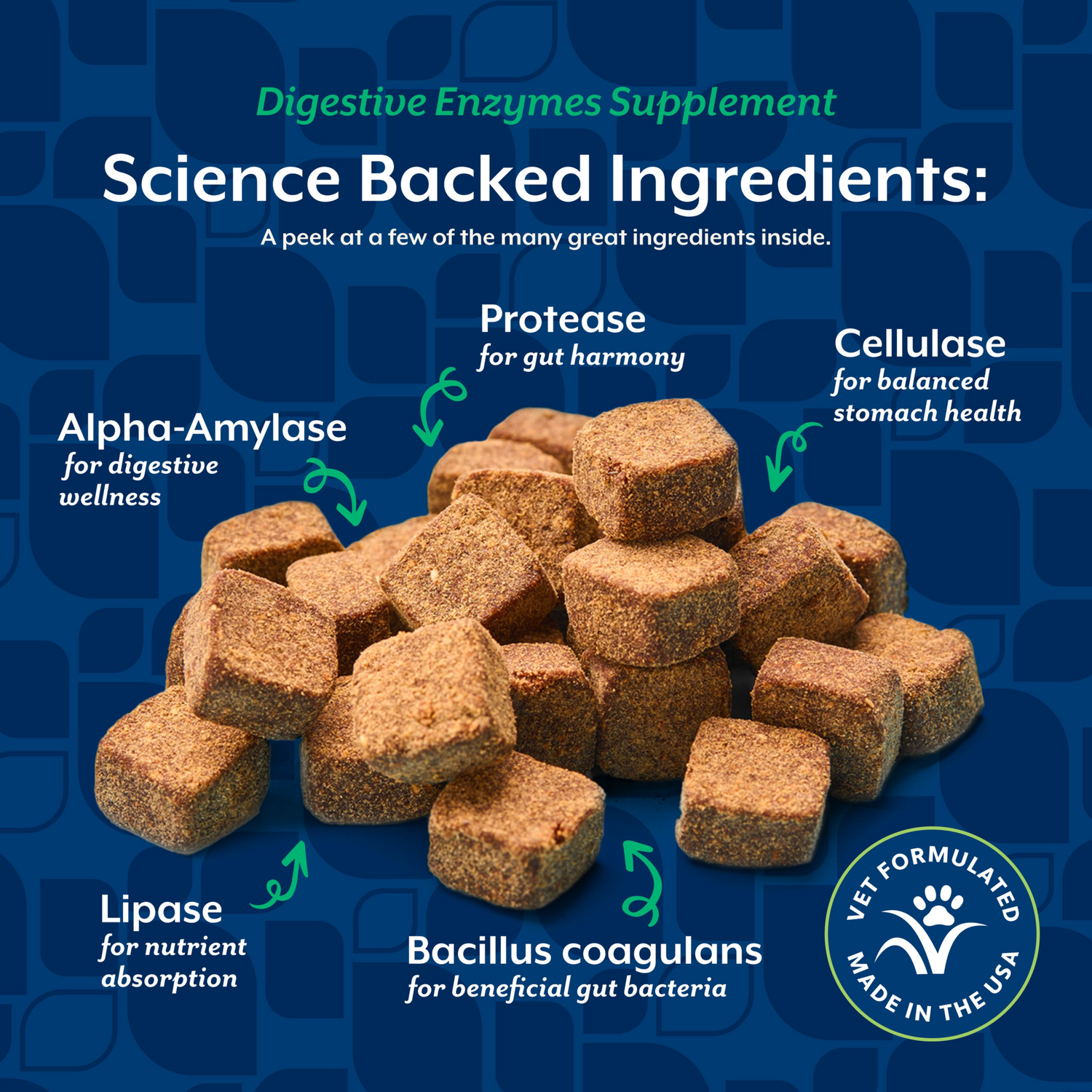 Naturvet Digestive Enzymes +Pre & Probiotic Soft Chew Supplements For Dogs