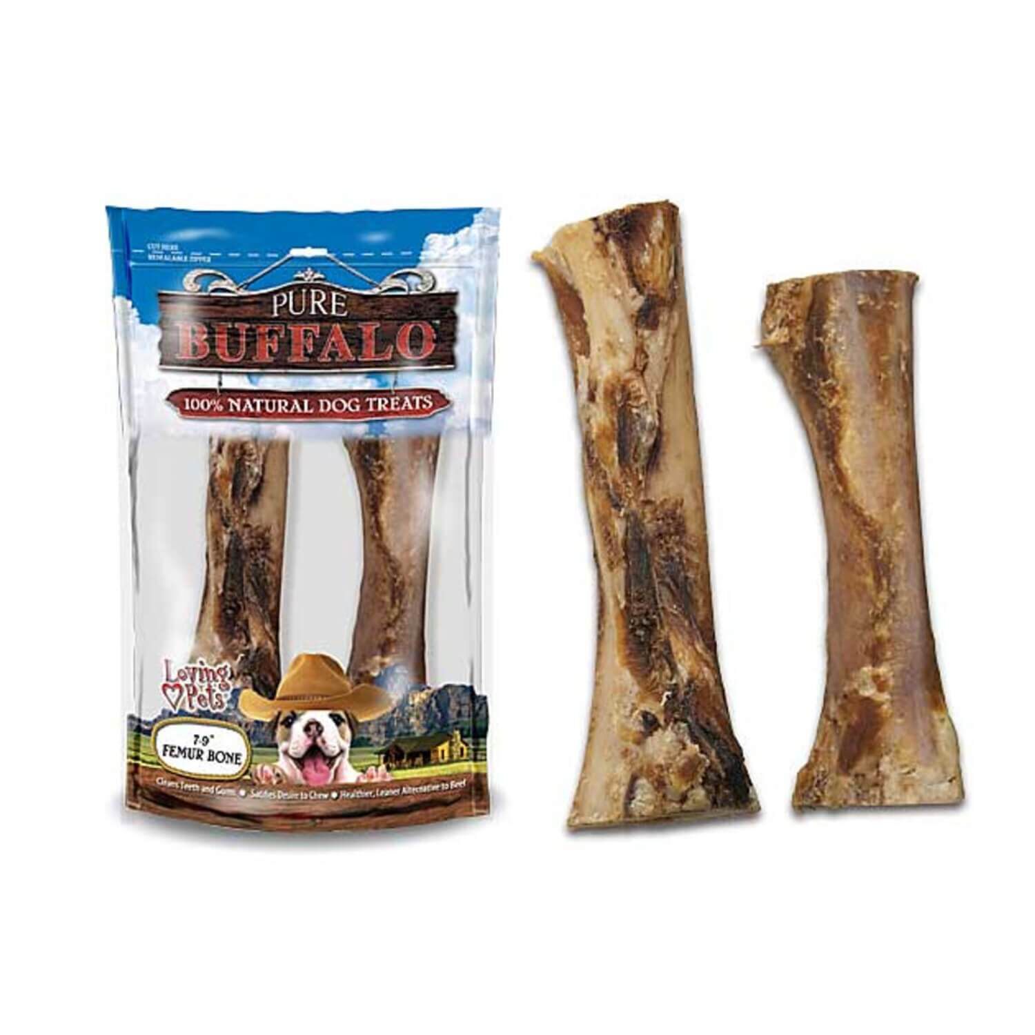 Loving Pets Pure Buffalo Femur Bone 100% Natural Dog Treats, 4-6 In
