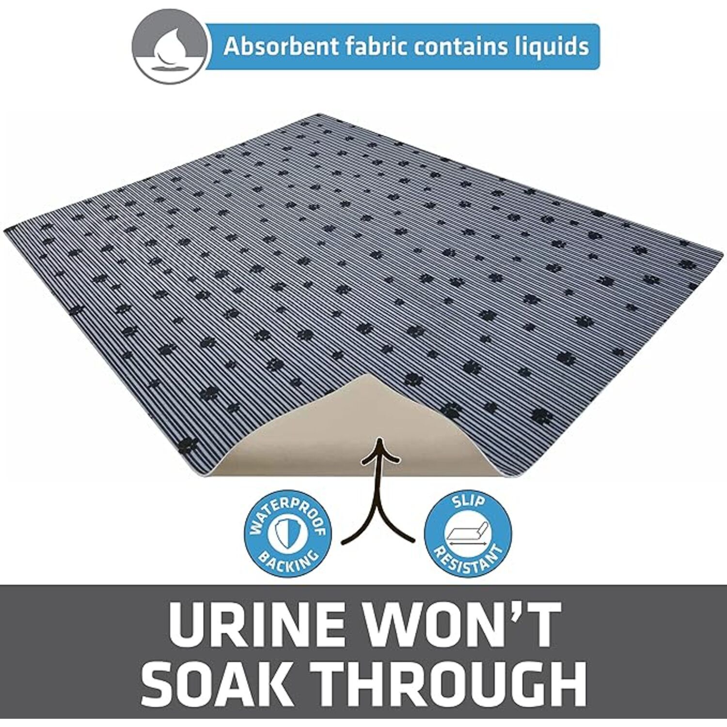 Drymate Gray Stripe Cat Litter Mat, 28"X36"
