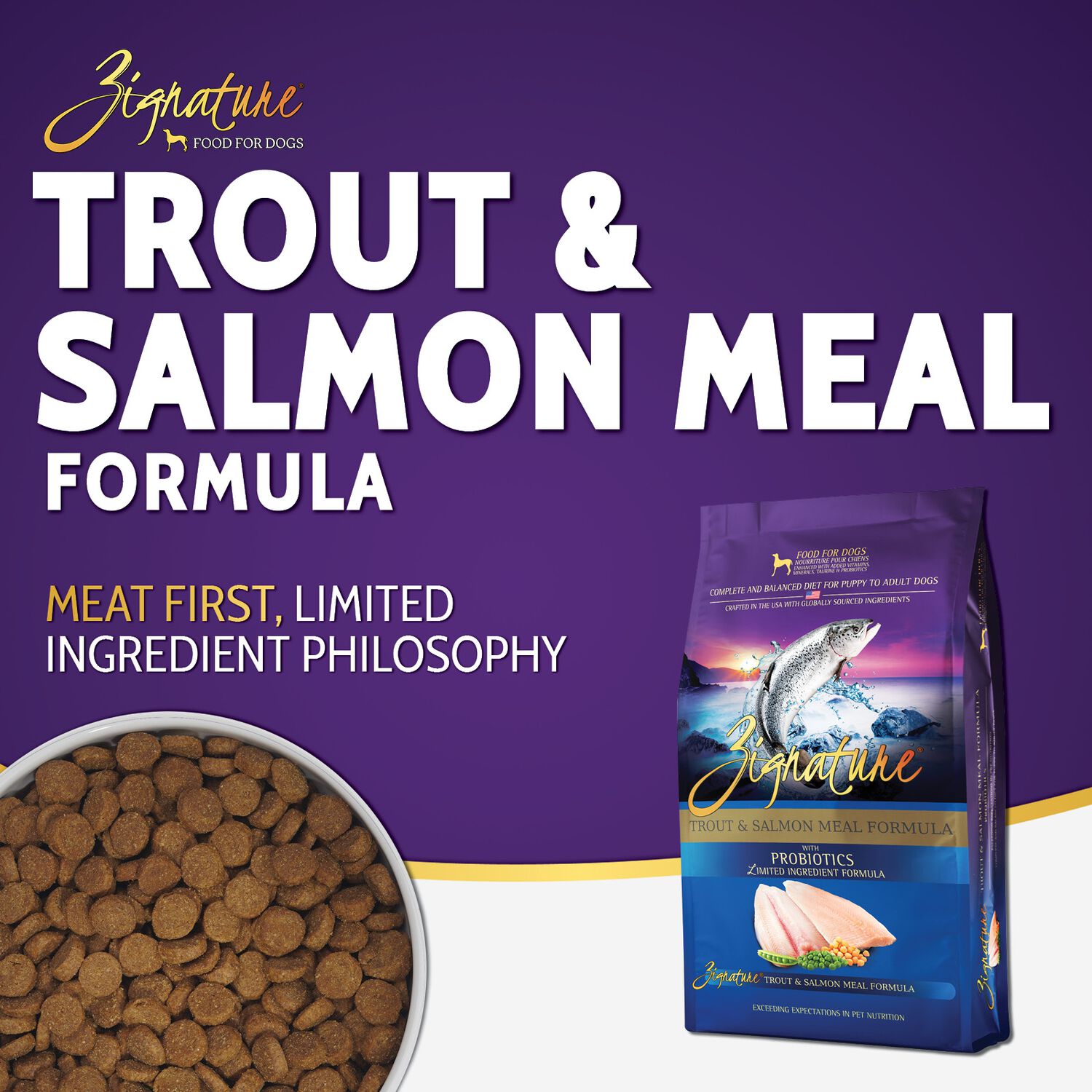 Zignature Trout & Salmon Formula L.I. Dry Dog Food, 25 Lb | Pet