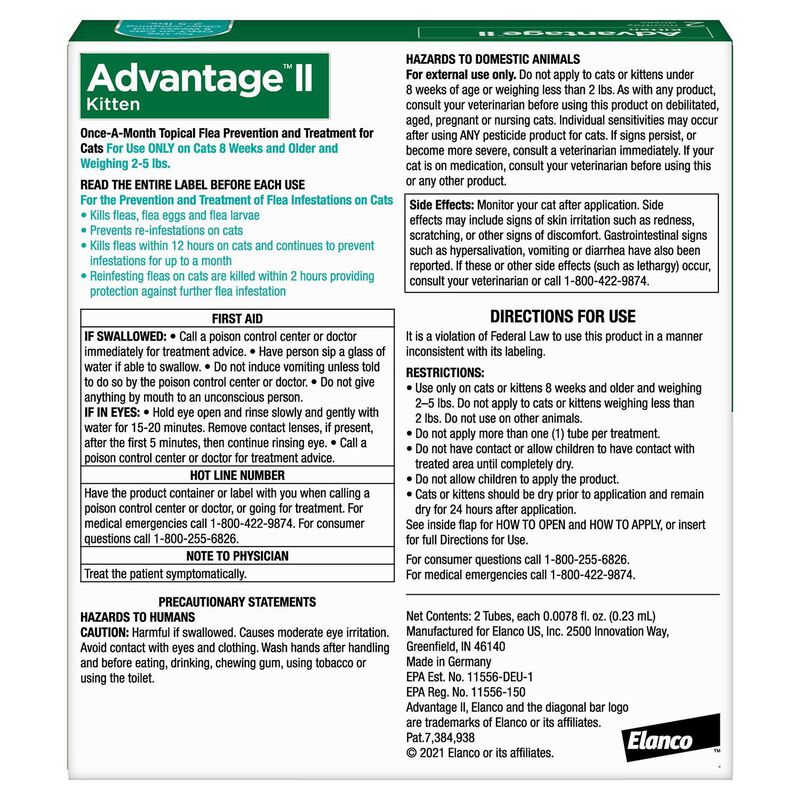 Advantage Ii Flea Treatment For Cats And Kittens, 2 To 5 Lbs