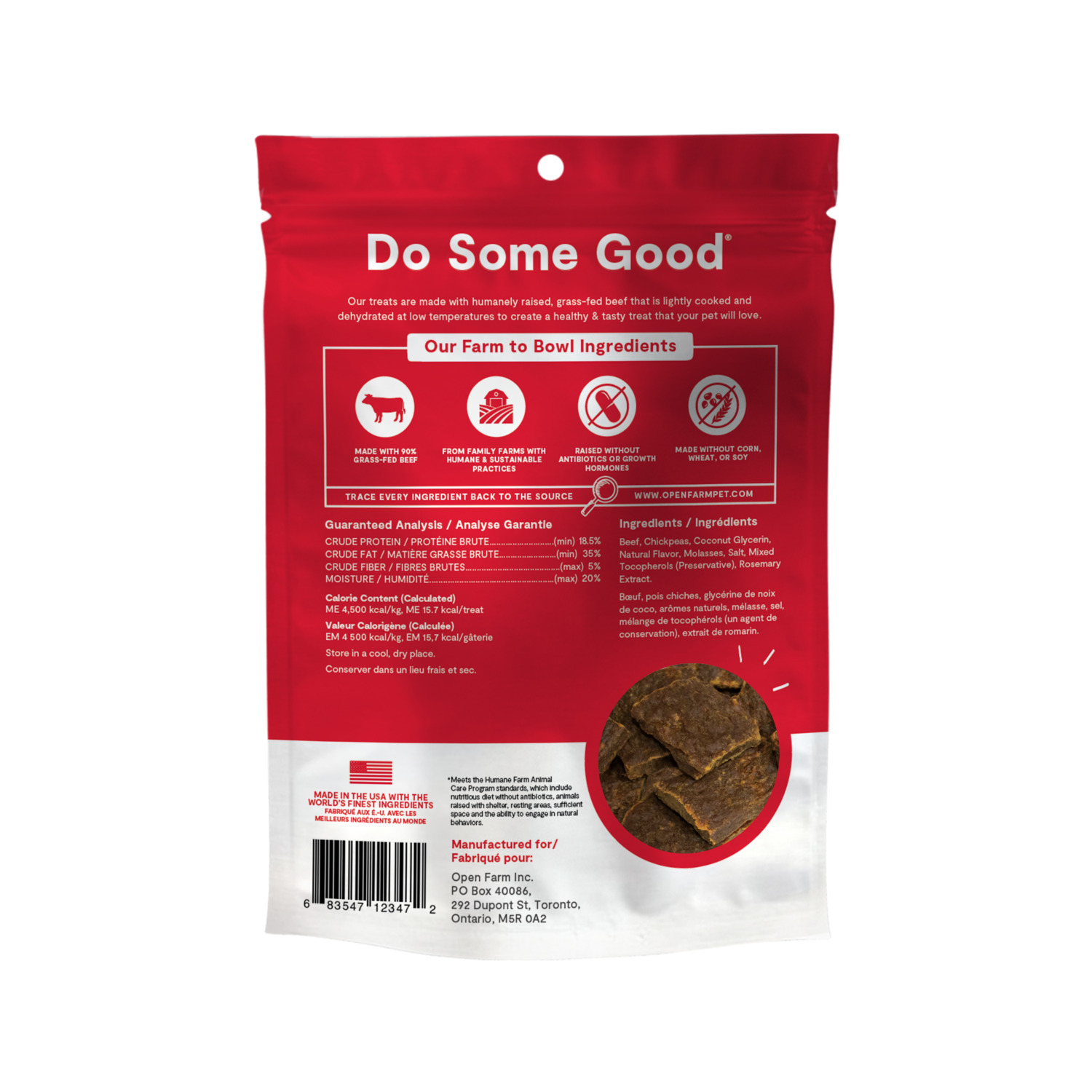 Open Farm Dehydrated Grass-Fed Beef Dog Treats, 4.5Oz