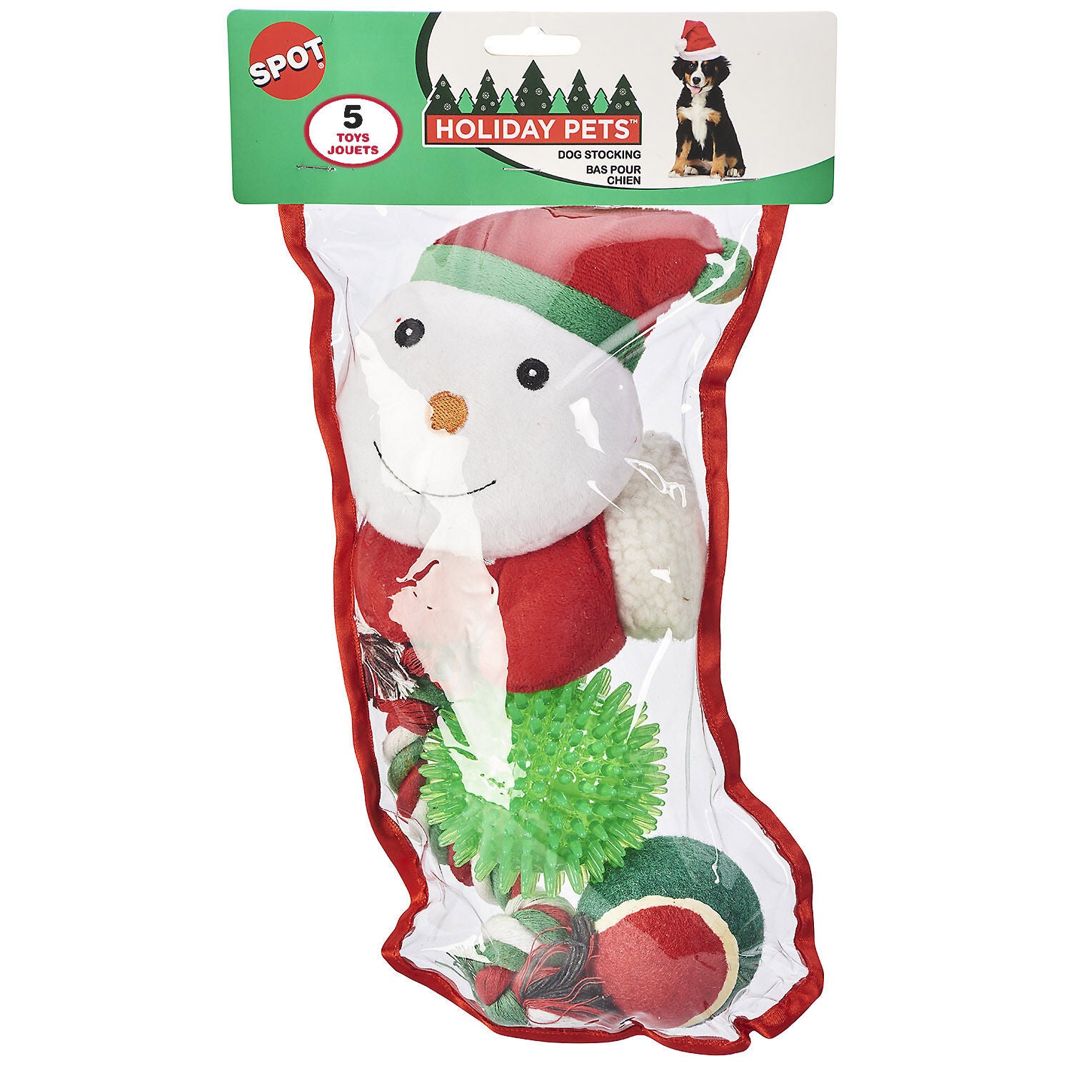 Spot Holiday Dog Stocking, Large, 5 Pack Dog Toys