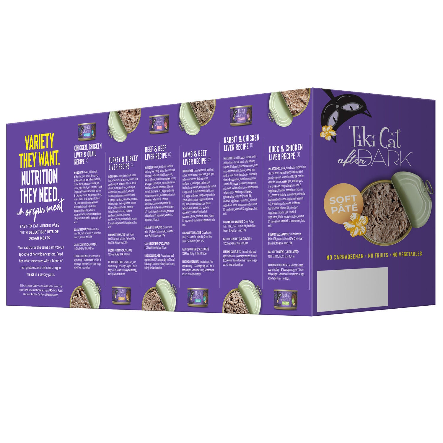 Tiki Cat After Dark Pate Wet Cat Food, Variety Pack, 3 Oz. Can (12 Count)