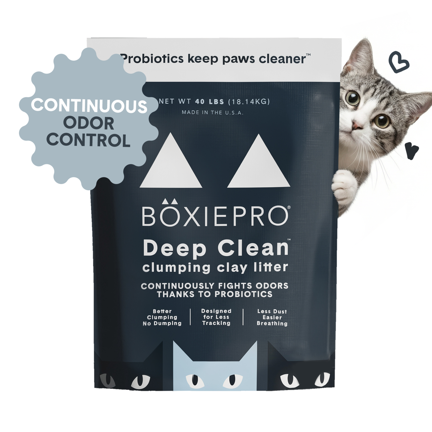 Boxiecat Pro Self Cleaning Probiotic Clumping Clay Cat Litter, 40-Lb