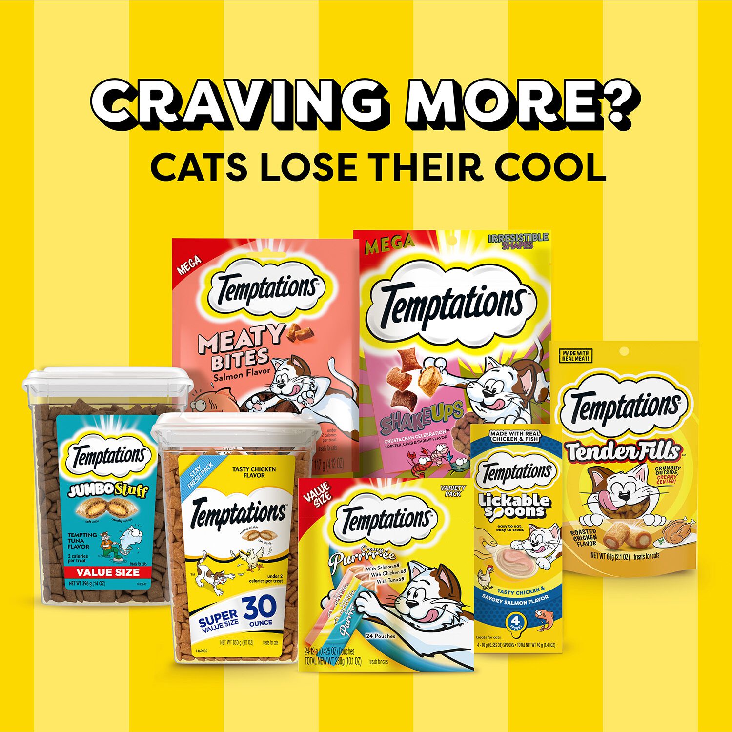 Temptations Classic Seafood Medley Crunchy & Soft Cat Treats, 16-Oz Canister