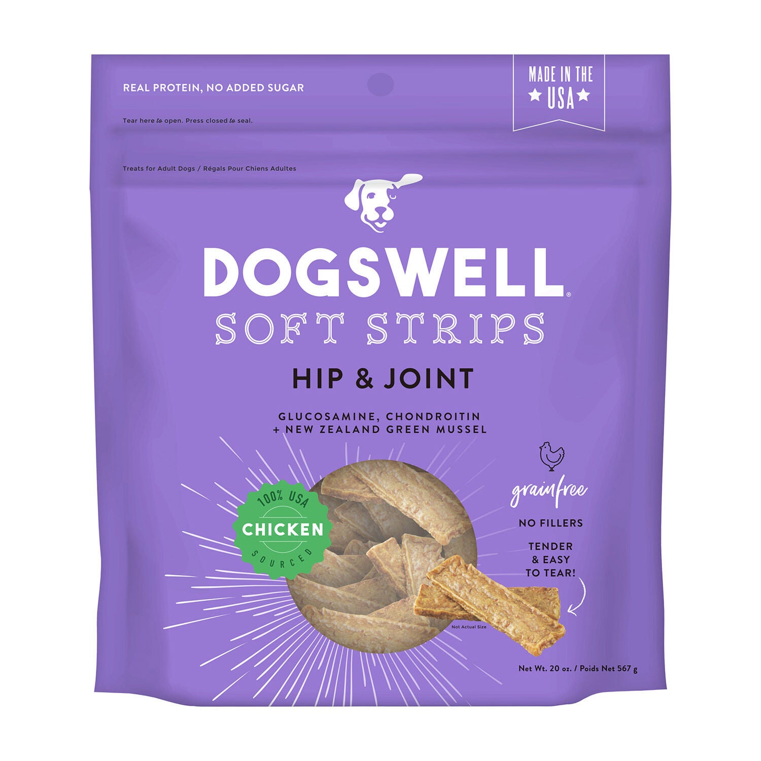 Dogswell Hip & Joint Grain-Free Chicken Soft Strips Dog Treat