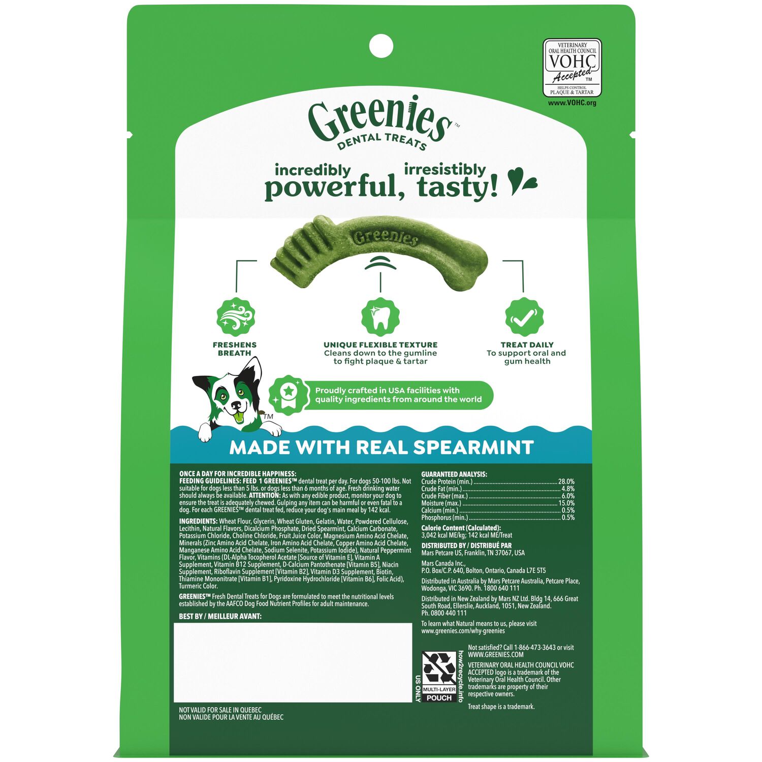 Greenies Large Natural  Fresh Mint Flavor Dental Dog Treats, 8 Count