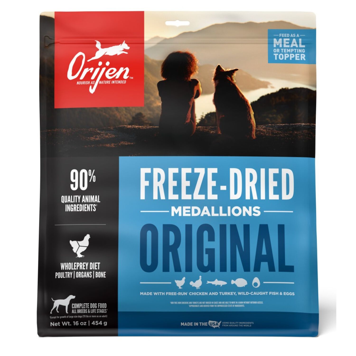 Orijen Grain-Free High-Protein Freeze-Dried Dog Food & Topper, Original Recipe, 16-Oz