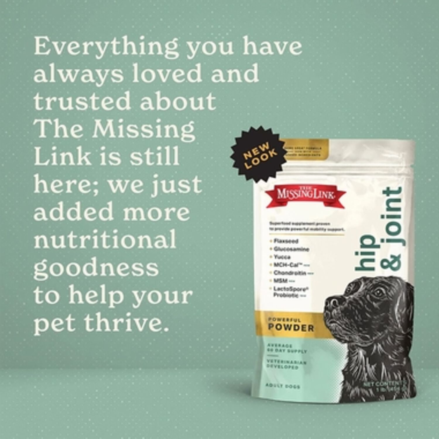 The Missing Link Ultimate Hip & Joint Dog Supplement Powder, 1-Lb Bag