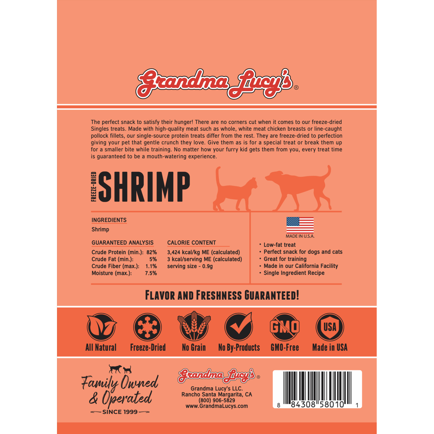 Grandma Lucy's Single-Ingredient Freeze-Dried Dog Treats, Shrimp, 0.65-Oz