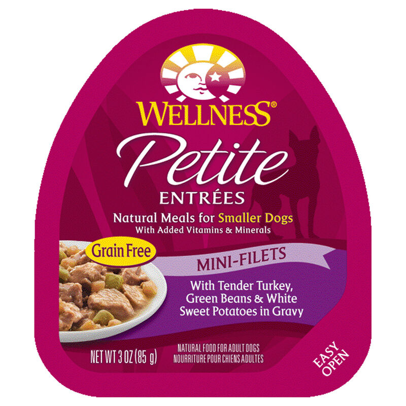 Petite Entrees Mini Filets Tender Turkey, Green Beans & White Sweet Potatoes In Gravy Recipe Dog Food image number 1