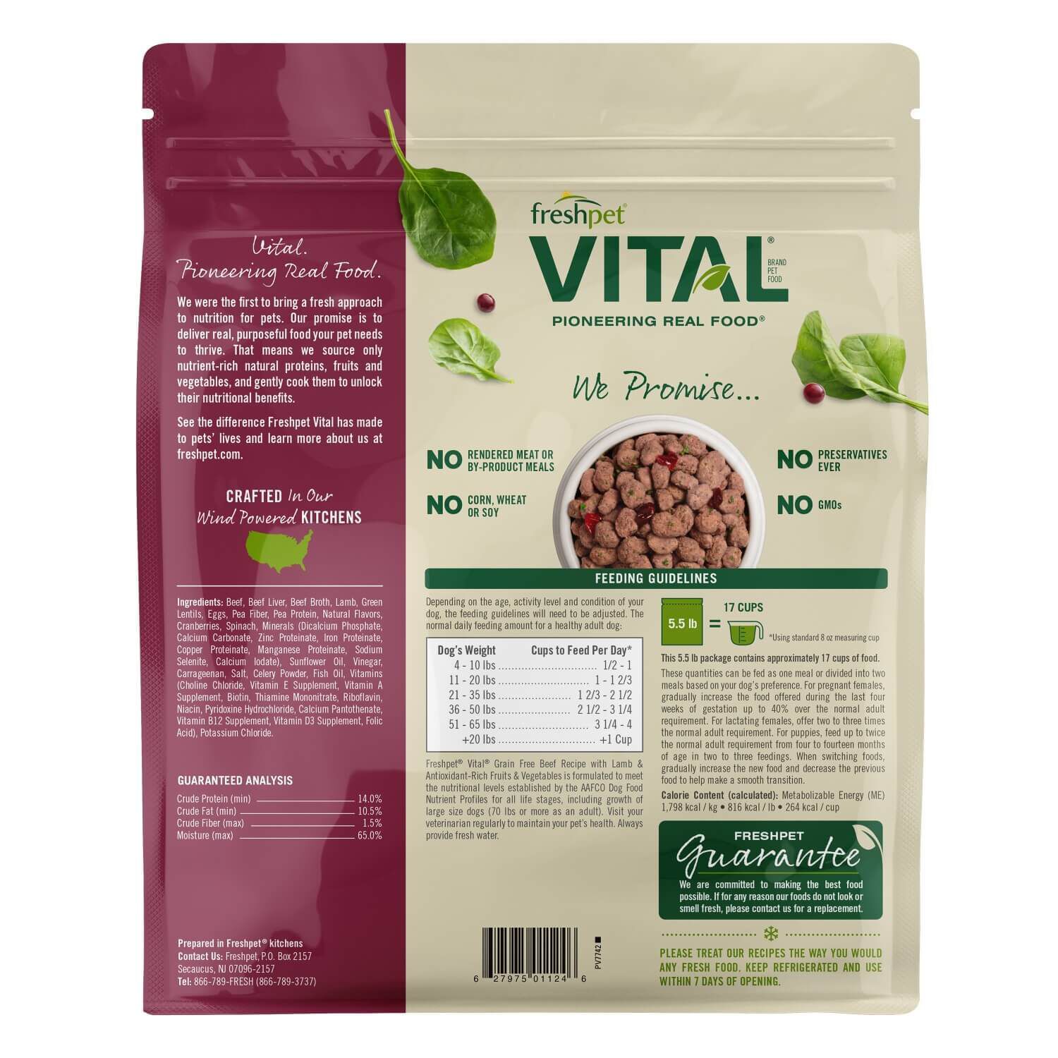 Freshpet Vital Grain Free Fresh Dog Food, Beef & Lamb Recipe
