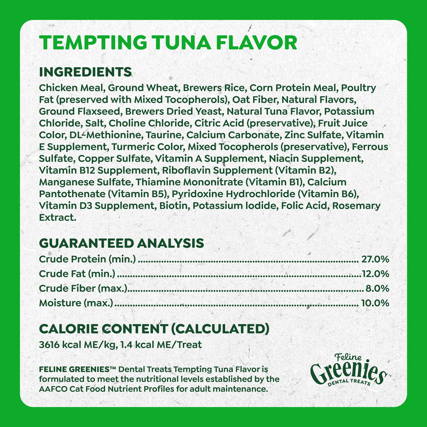 Greenies Feline Natural&nbsp;Tempting Tuna Flavor Dental Cat Treats, 9.75-Oz