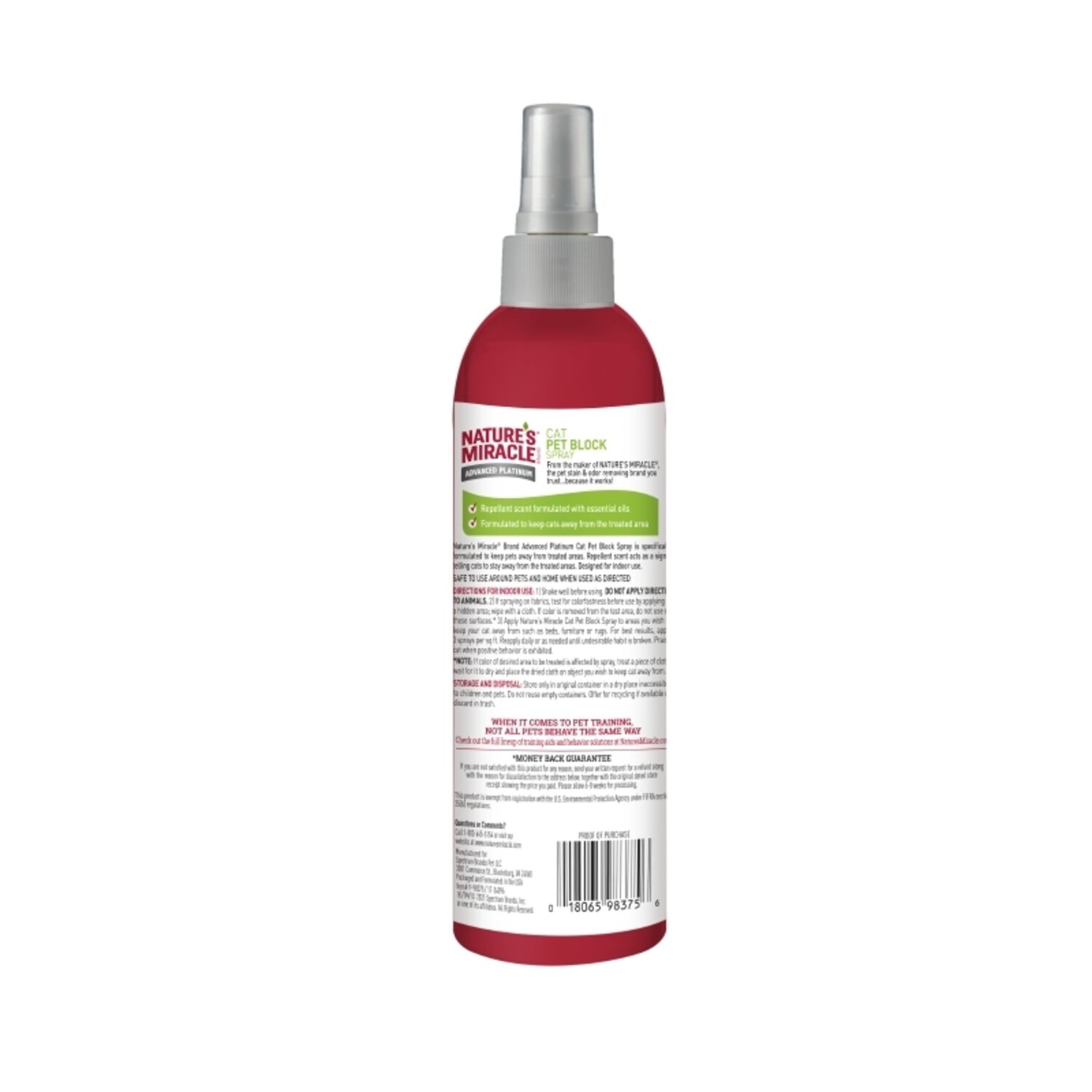 Nature's Miracle Advanced Platinum Cat Pet Block Spray, 8Oz