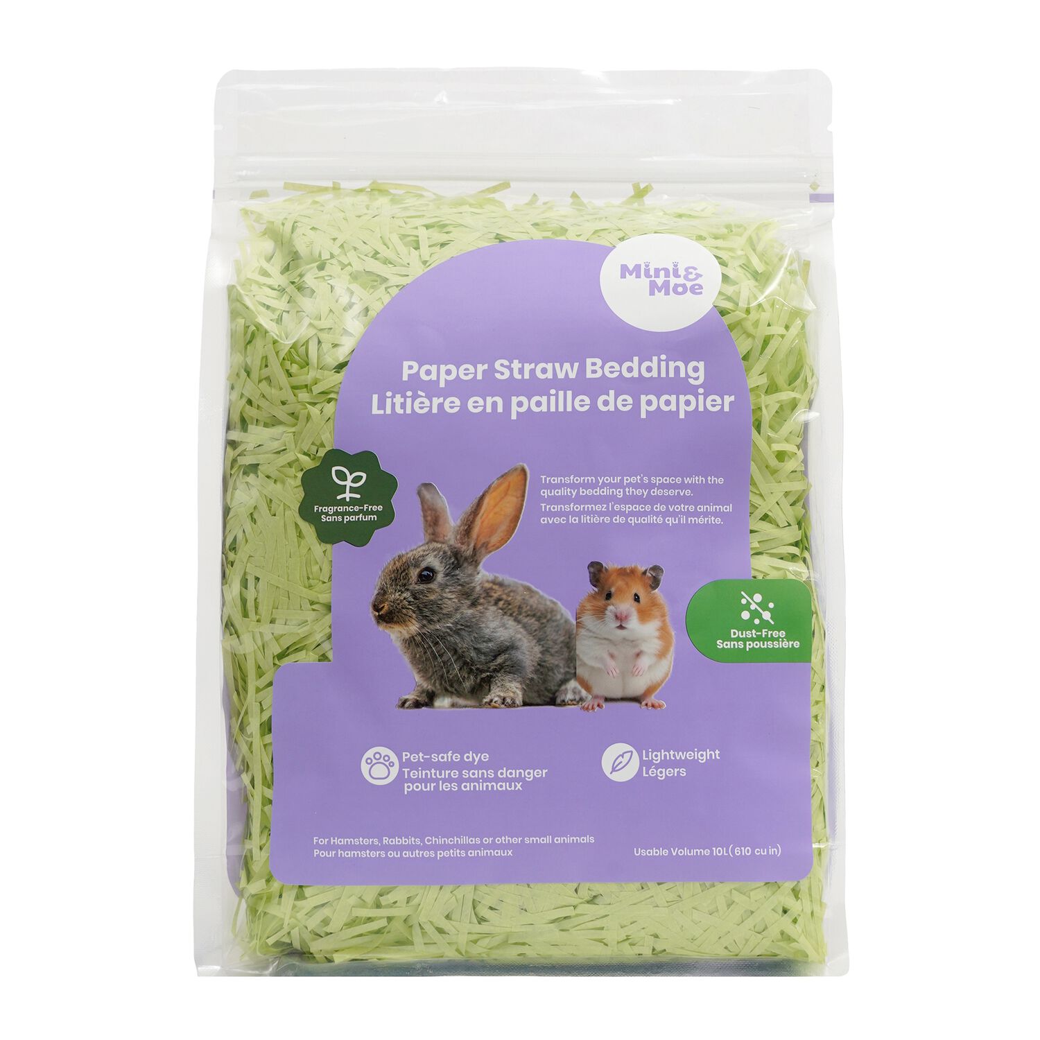 Mini & Moe Paper Straw Small Animal Bedding , Green, 56-Liter Bag