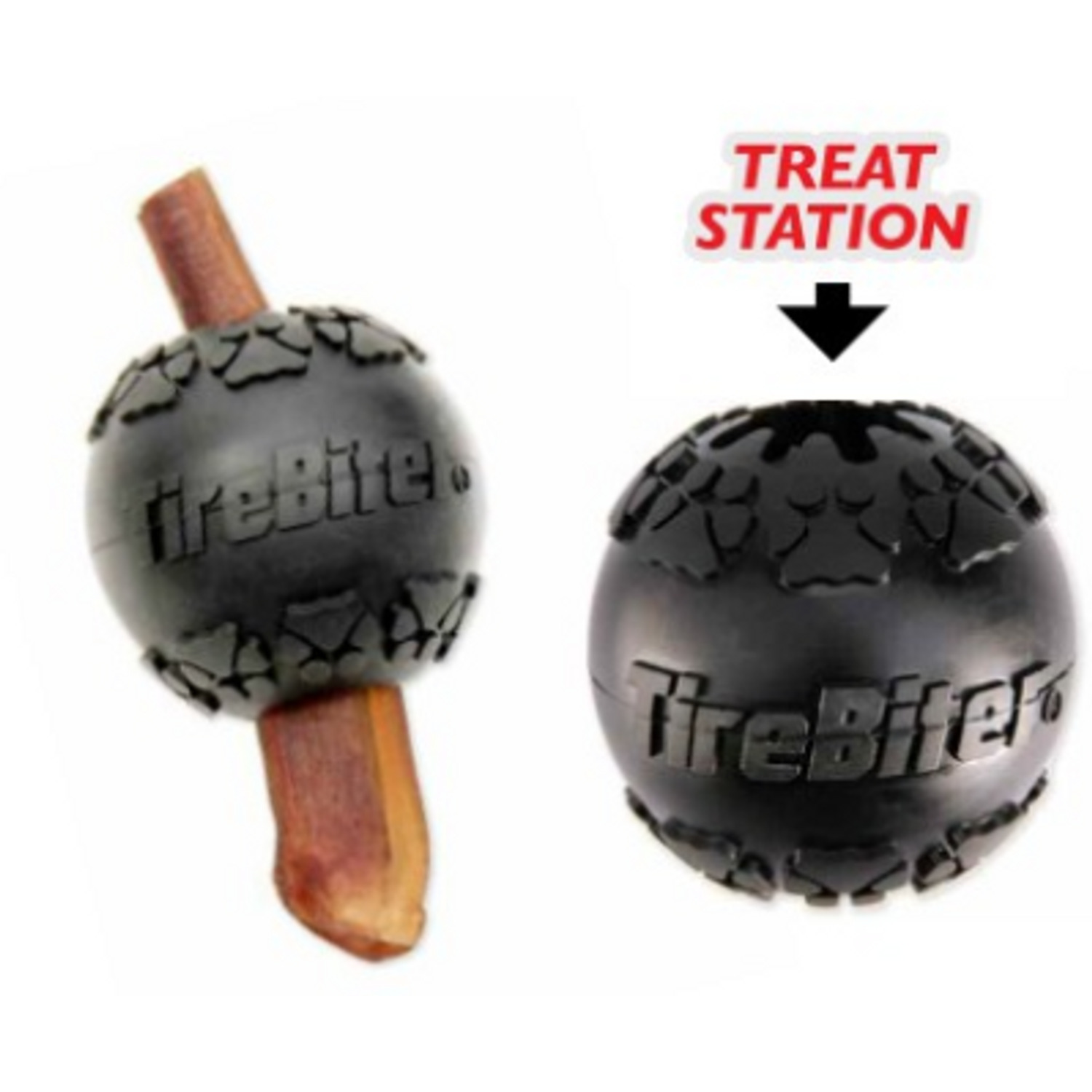Mammoth Tire Biter Ball With Treat Station Treat Dispensing Dog Toy, 3"