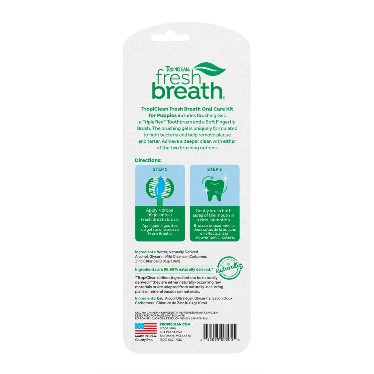 Tropiclean Fresh Breath Plaque & Tartar Control Dog Oral Care Kit For Puppies