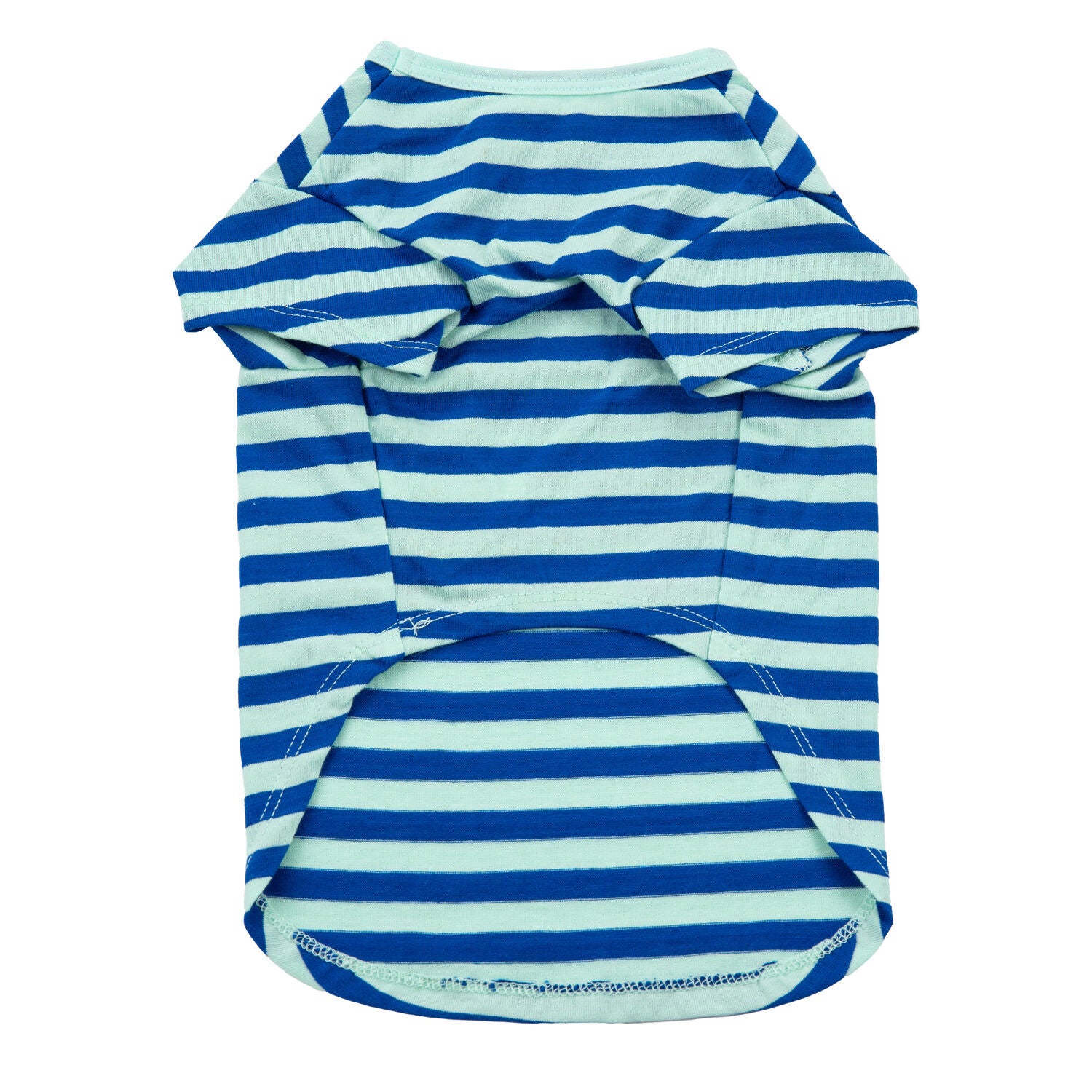 Simply Dog Preppy Striped Dog T-Shirt With Pocket, Blue & Teal
