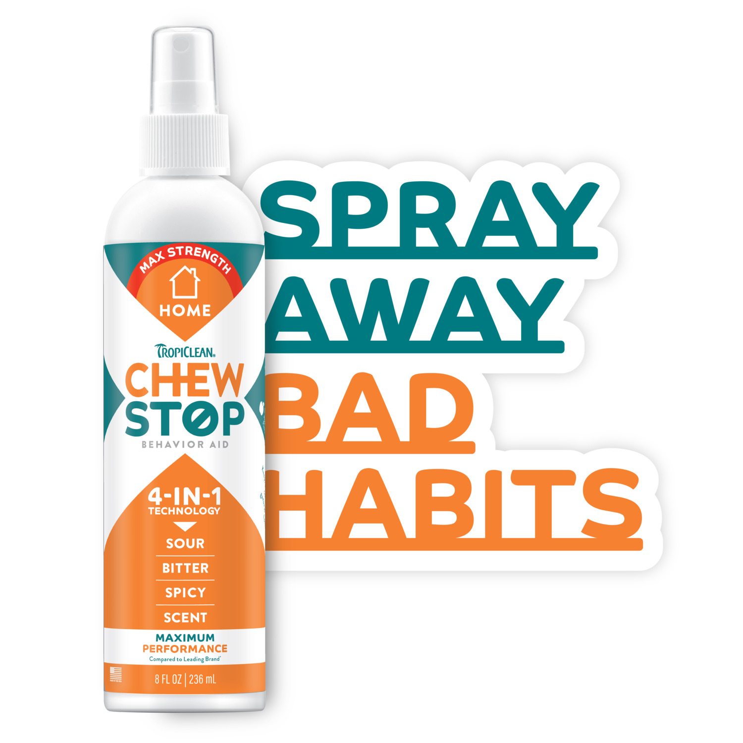 Tropiclean Chew Stop Behavior Aid Home Dog Training Spray, 8Oz