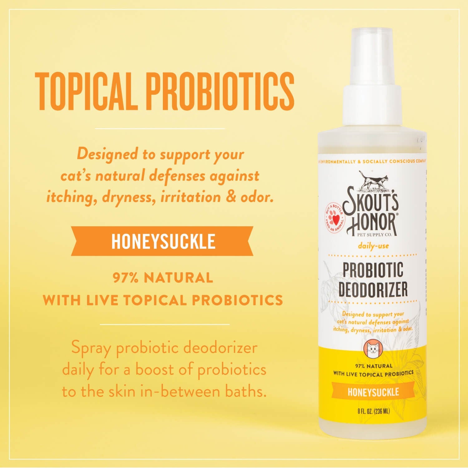 Skout's Honor Probiotic Deodorizer For Cats, Honeysuckle