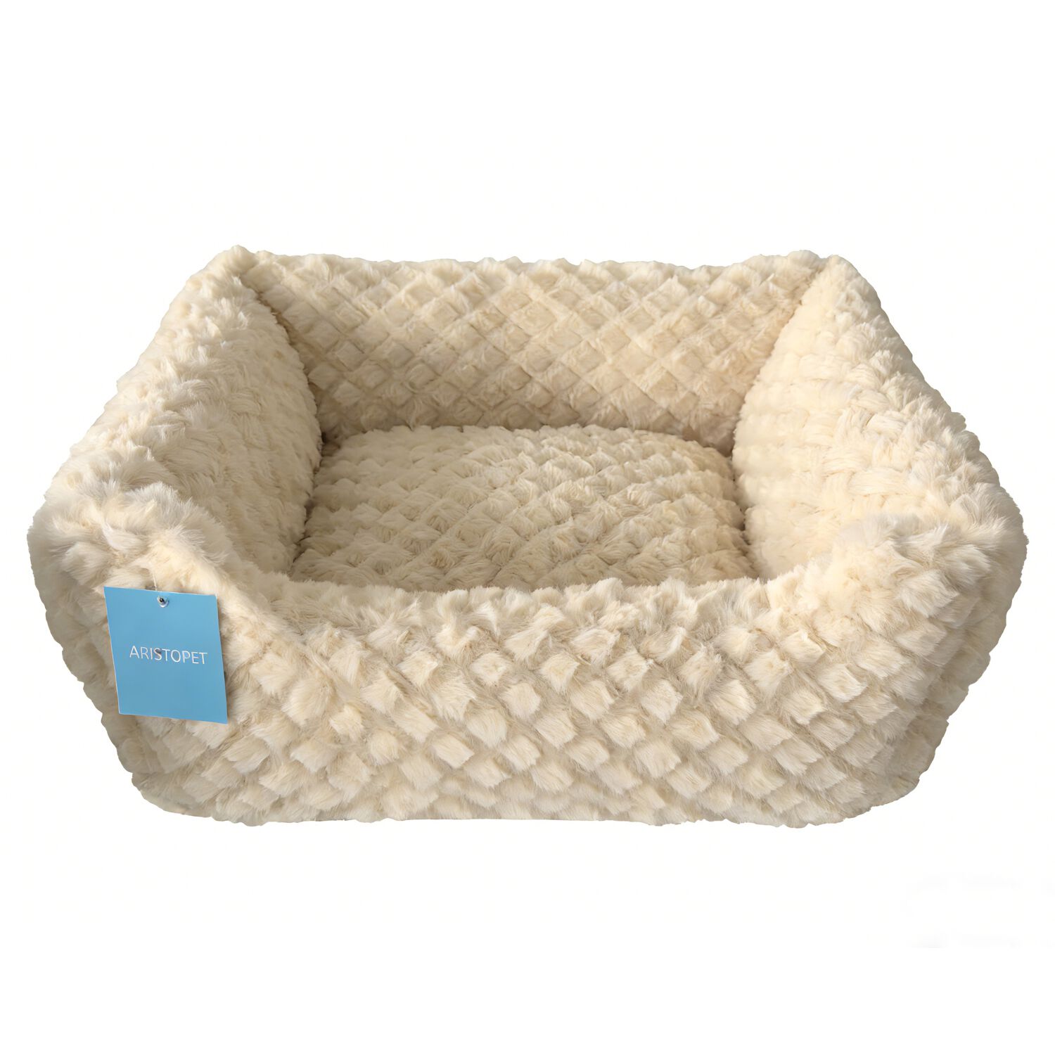 Aristopet Cuddler Small Rectangular Dog Bed, Cream Color, 20" By 16"