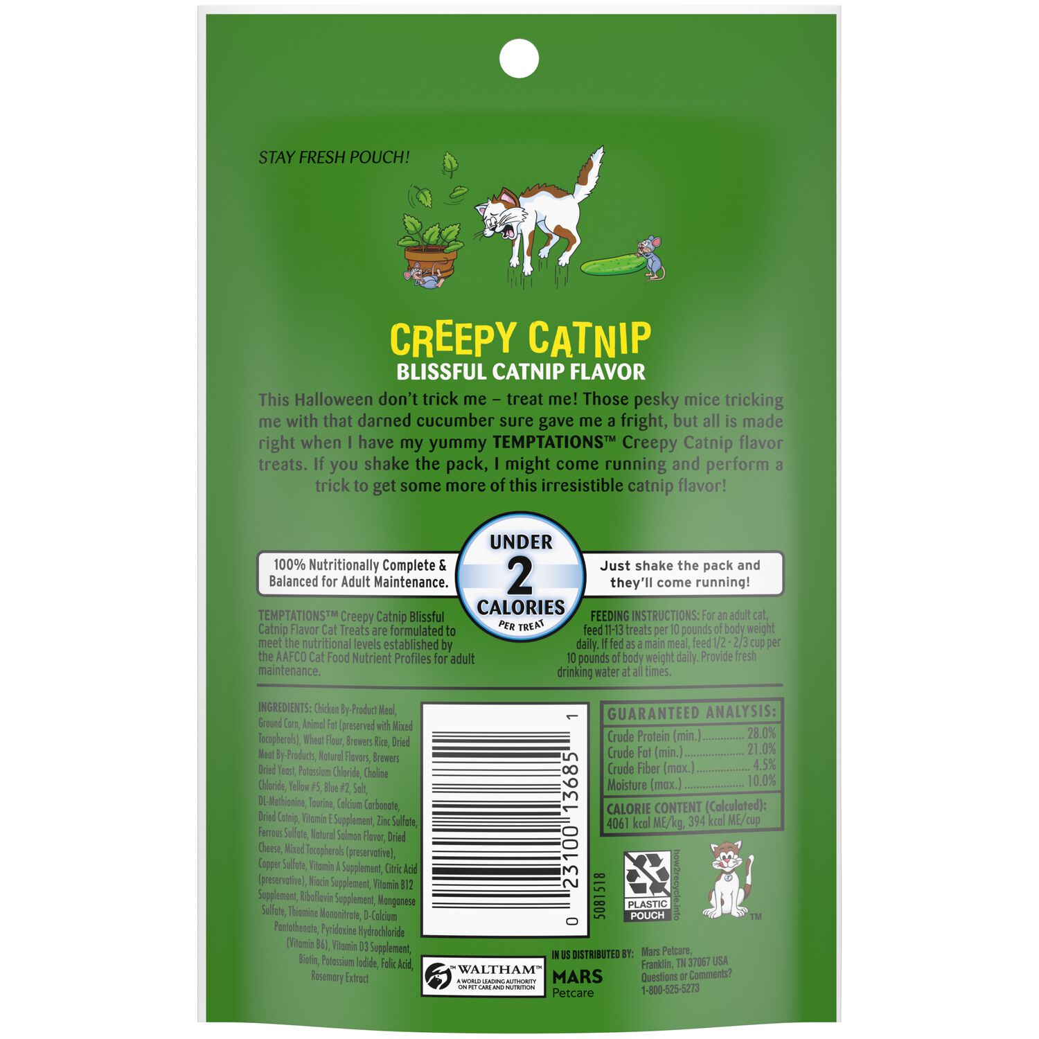 Temptations Classic Crunchy & Soft Creepy Catnip Flavor Cat Treats, 3-Oz