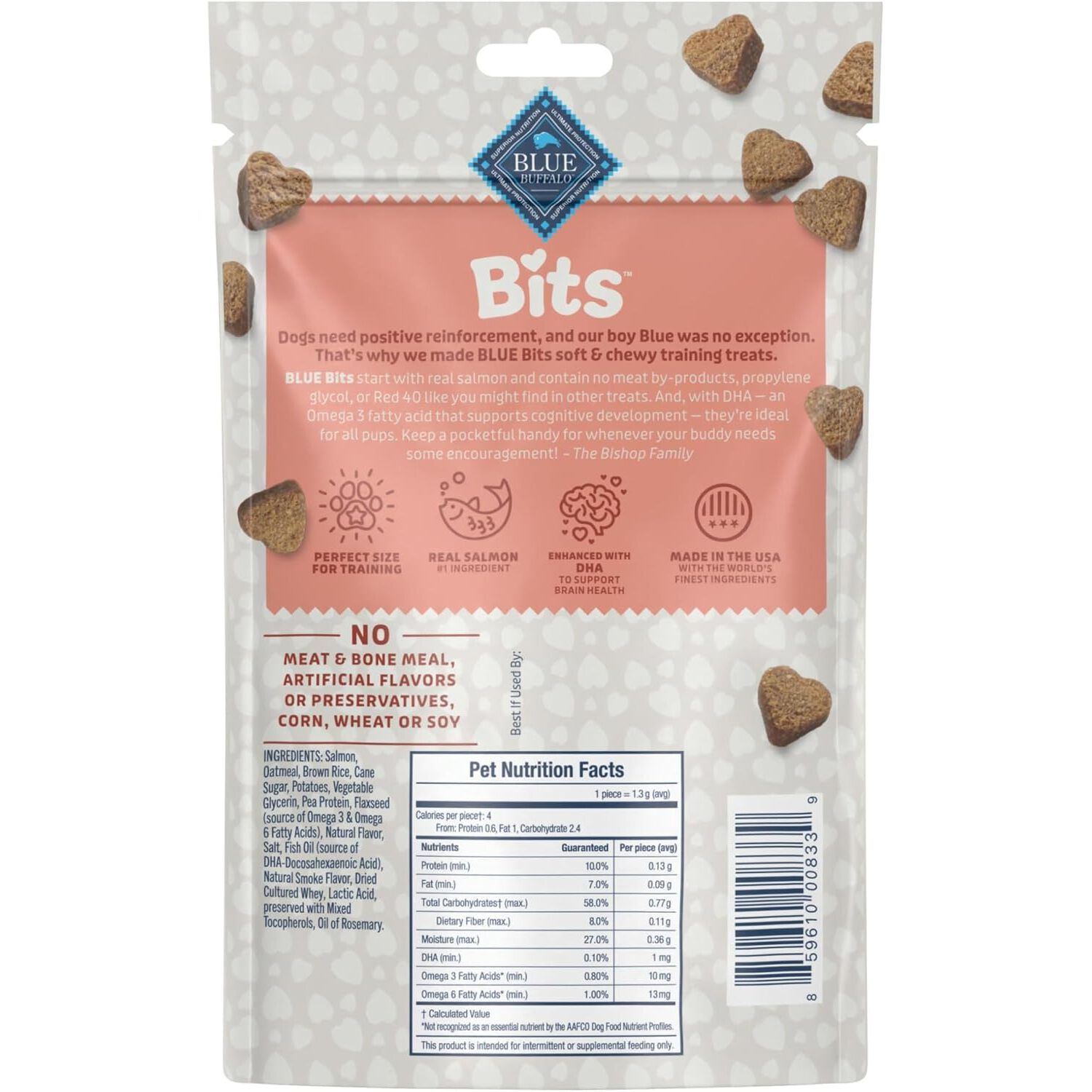 Blue Buffalo Blue Bits Soft-Moist Training Savory Salmon Recipe Dog Treats, 4-Oz