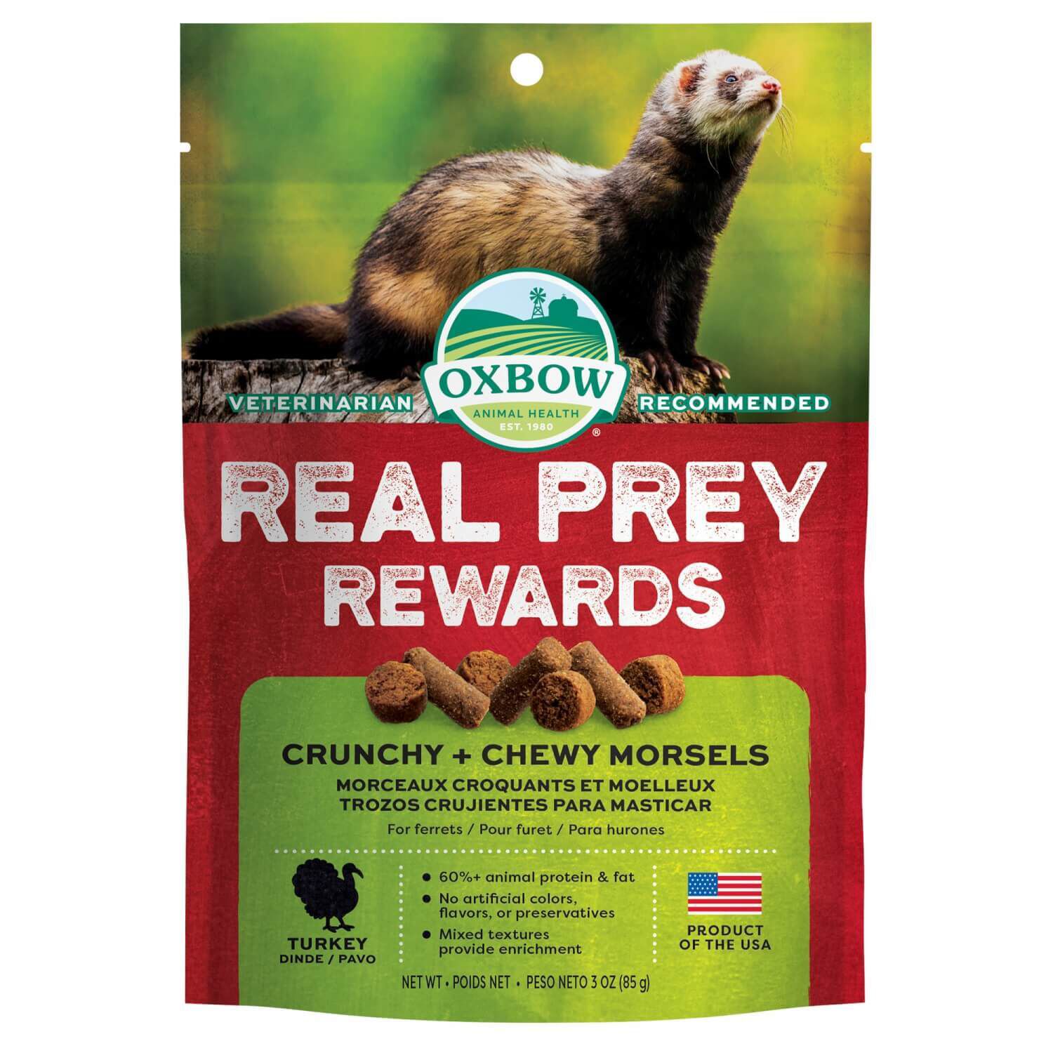 Oxbow Real Prey Rewards Ferret Treat Crunchy & Chewy Turkey