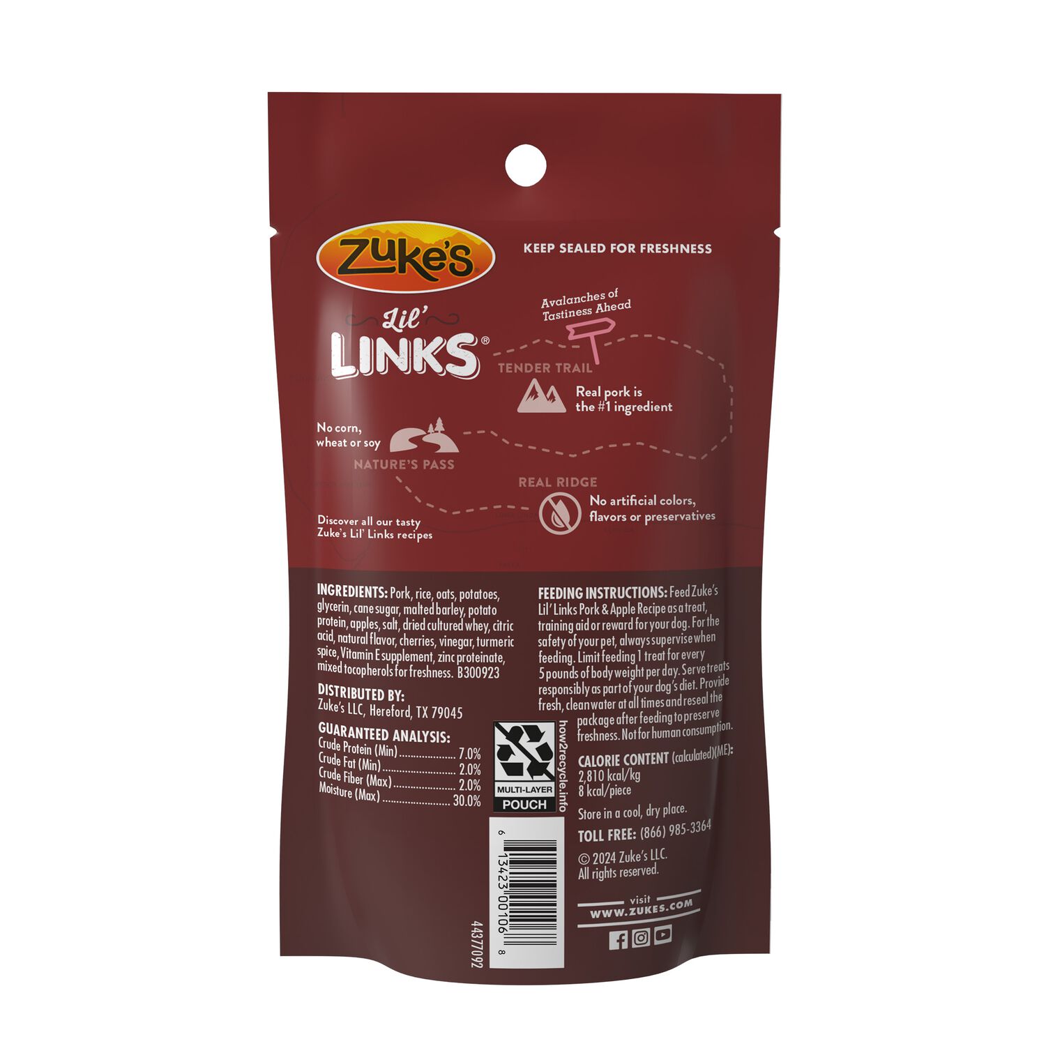 Zuke&rsquo;S Lil&rsquo; Links Pork & Apple Sausage Flavor Chewy Dog Treats, 3-Oz.