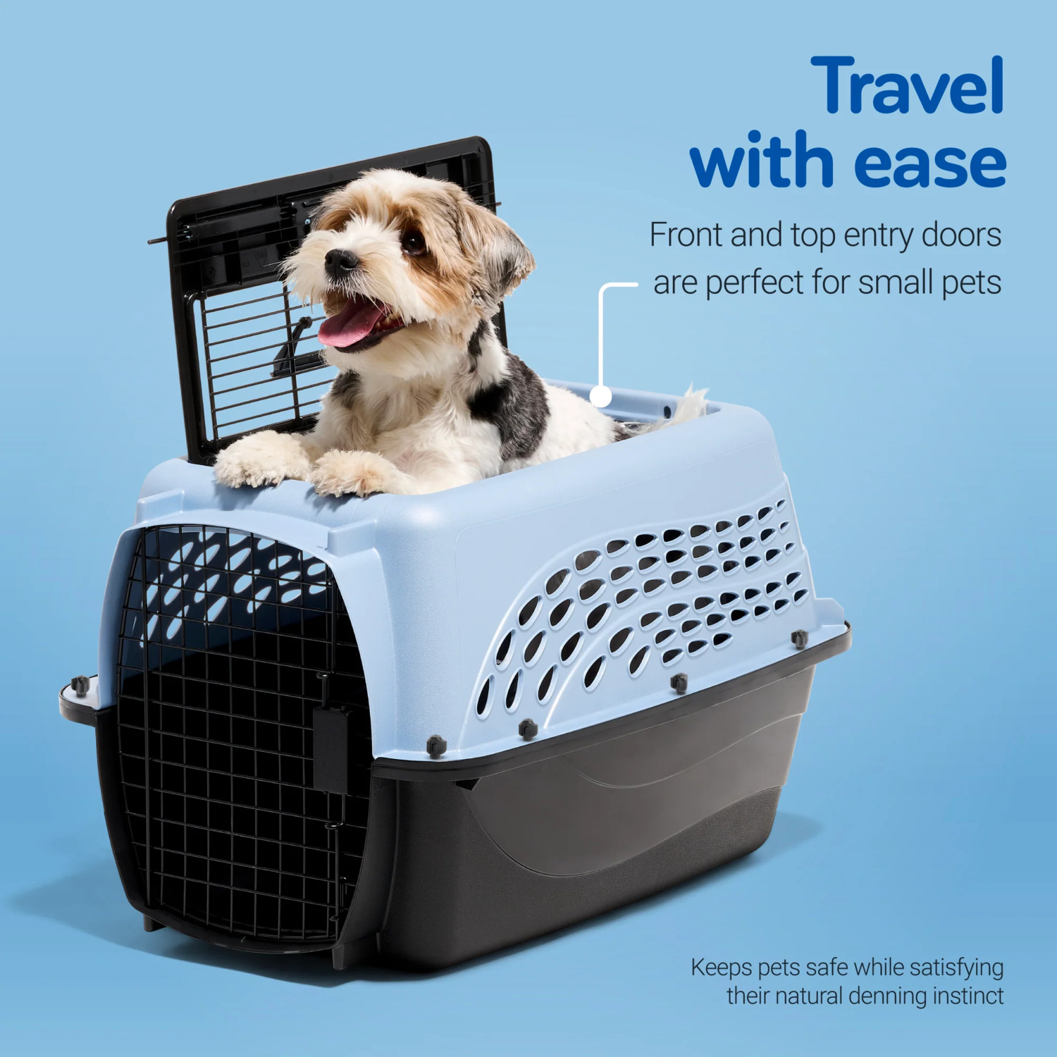 Petmate E-Z Load Two Door Plastic Dog & Cat Kennel, 19"