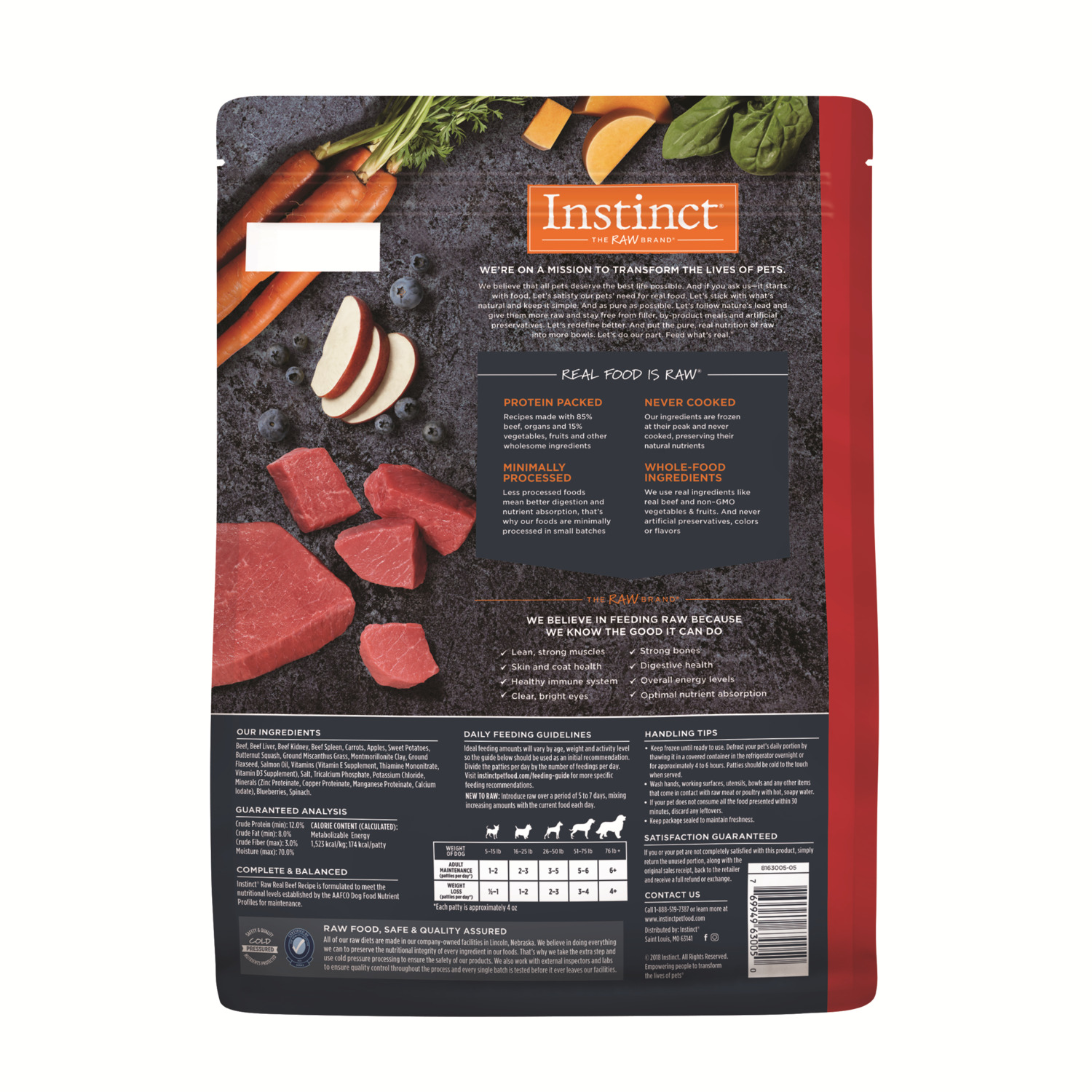 Instinct Raw Beef Patties Frozen Dog Food, 6-Lb
