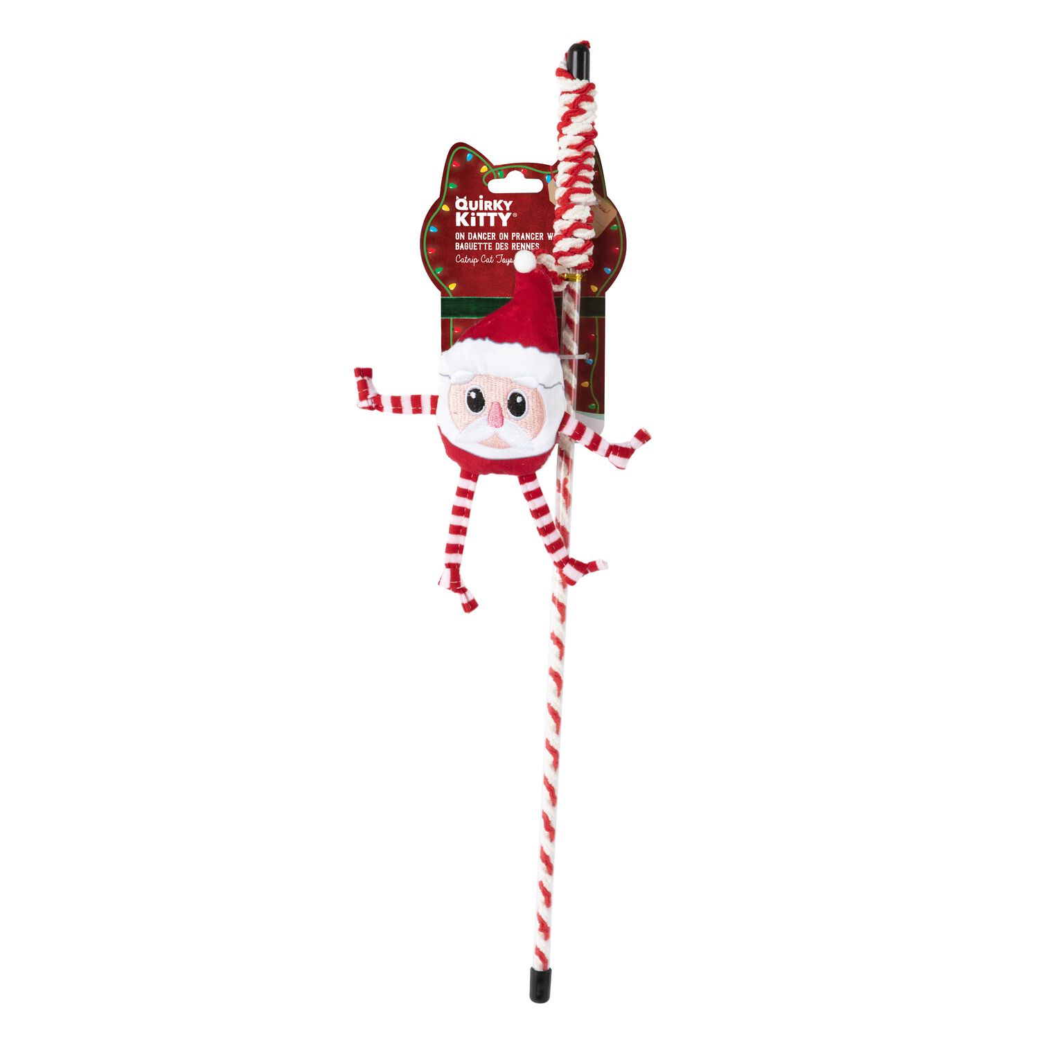 Quirky Kitty Holiday Santa Catnip Filled Teaser & Wand Cat Toy, 1-Each