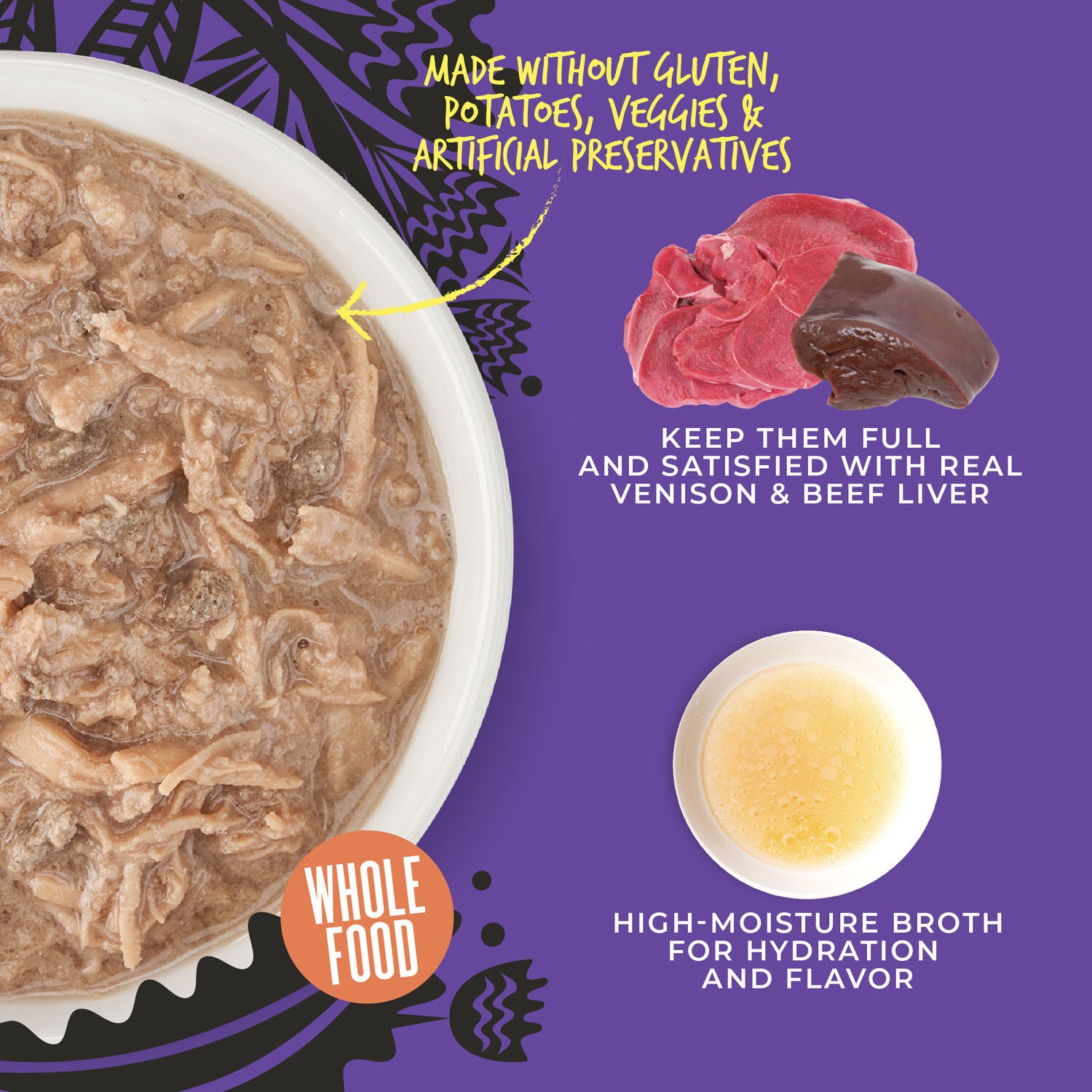 Tiki Cat After Dark Shreds Whole Foods Wet Cat Food, Venison & Beef Liver, 3 Oz. Can