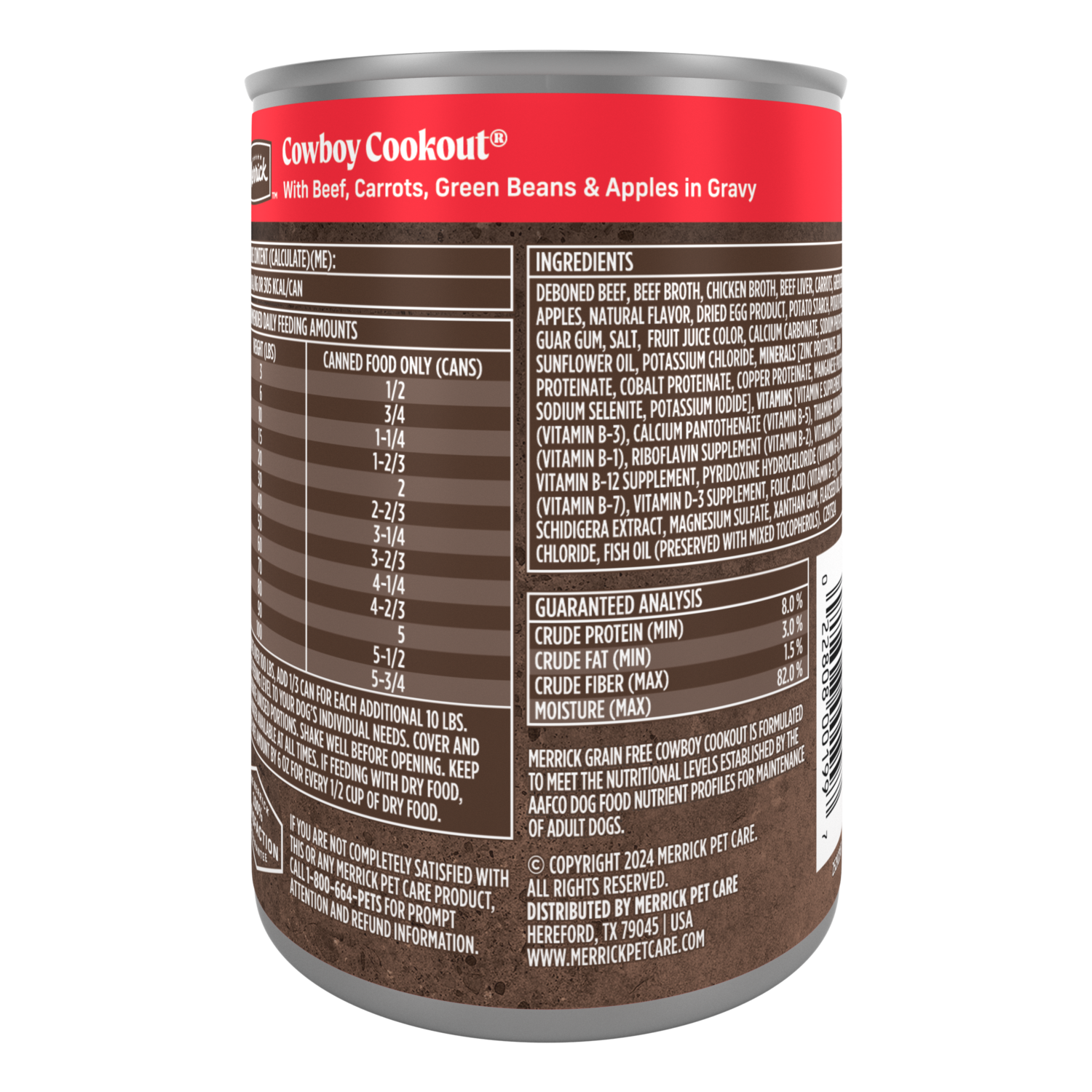 Merrick Grain-Free Premium And Wholesome Gluten Free Wet Adult Dog Food, Cowboy Cookout Recipe, 12.7-Oz Can