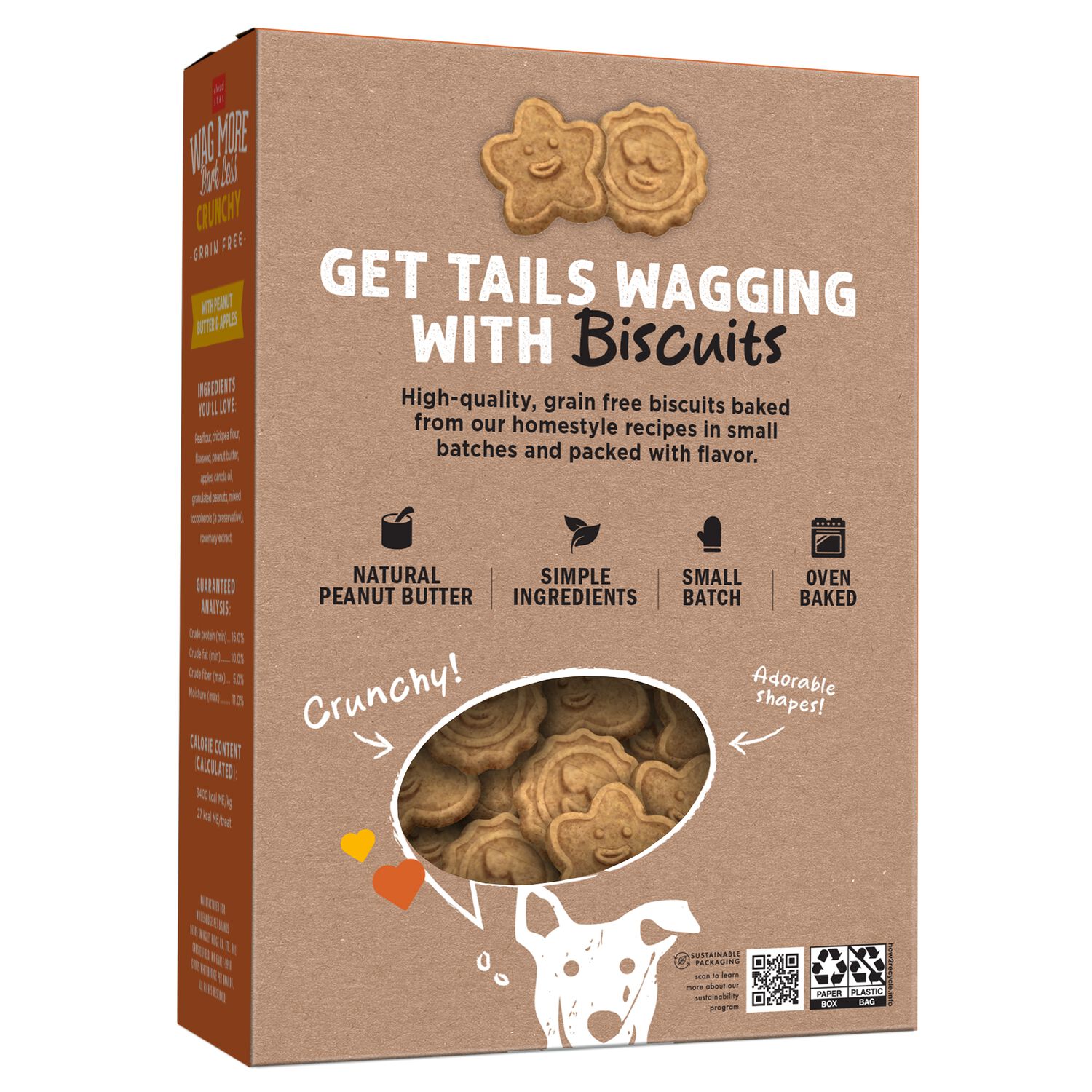 Wag More Bark Less Cloud Star Grain-Free Dog Treat, Oven Baked With Peanut Butter & Apples , 14-Oz
