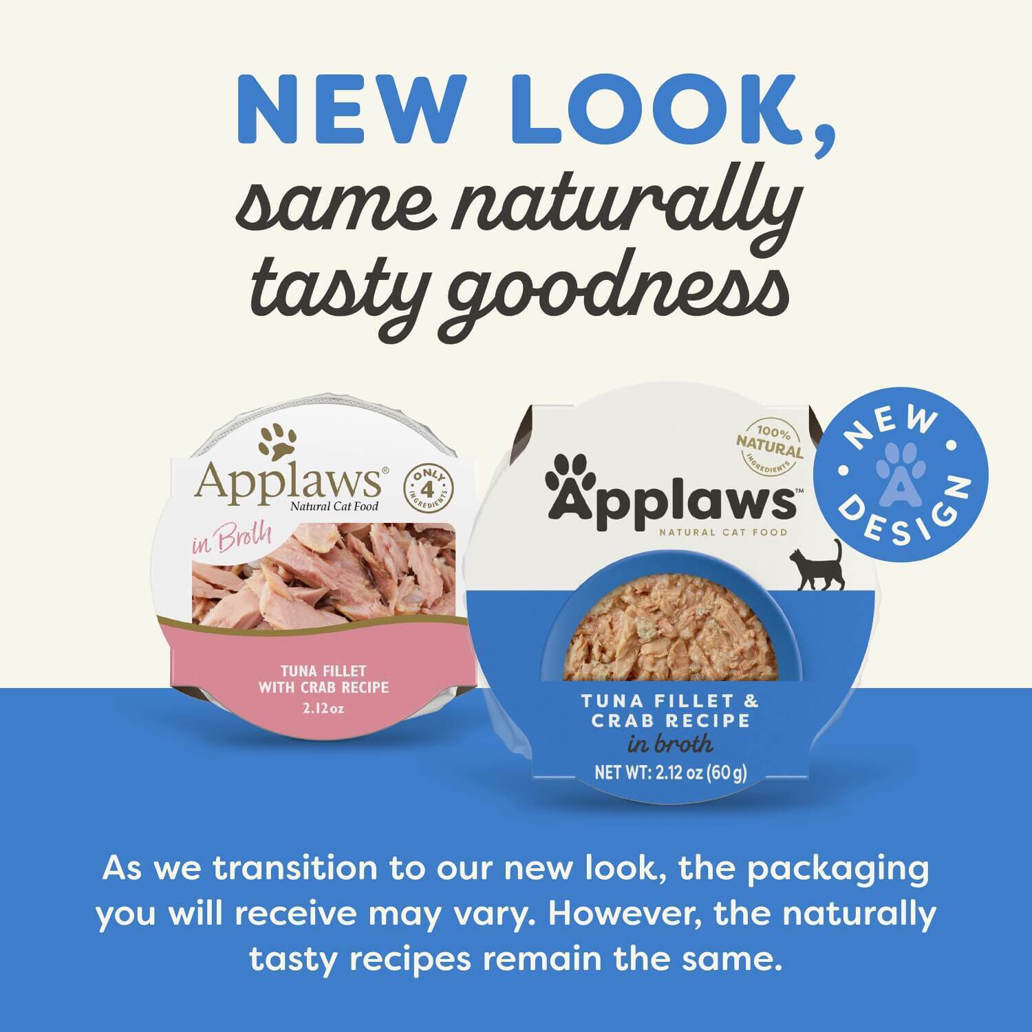 Applaws Natural Limited Ingredient Tuna&nbsp;Filet With Crab In Broth Wet Cat Food, 2.12-Oz Pack Of 10