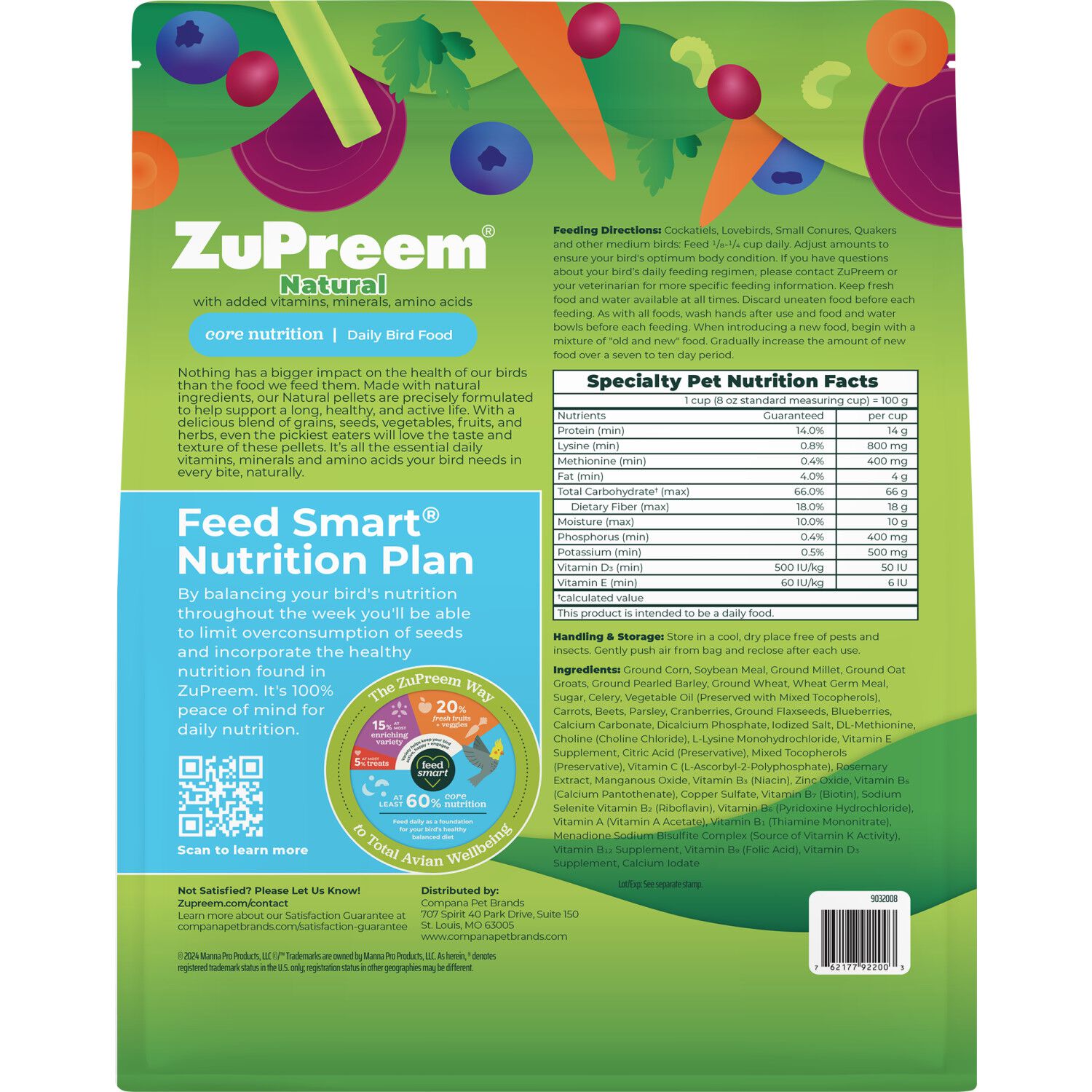 Zupreem Natural With Added Vitamins Bird Food For Medium Birds, 2.5-Lb