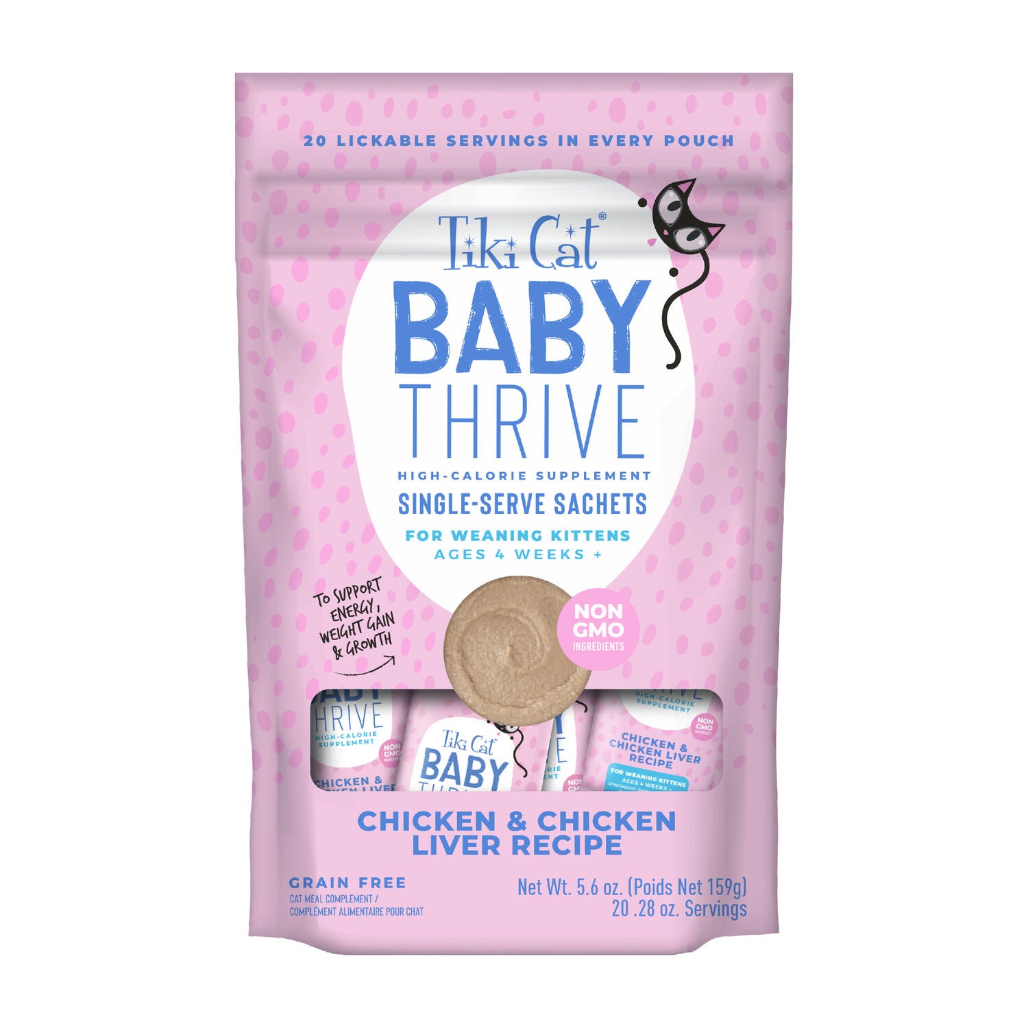 Tiki Cat Baby Thrive Wet Cat Food For Kittens, Chicken & Chicken Liver, 5.6-Oz