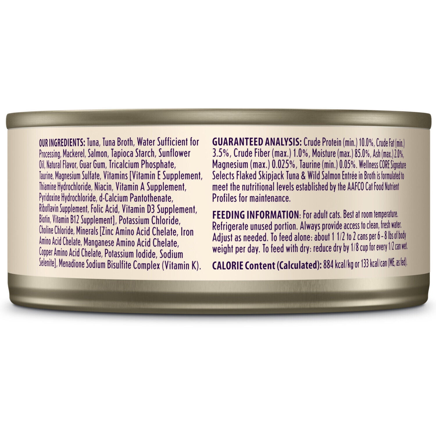 Wellness Core Signature Selects Flaked Adult Wet Cat Food, Natural, Protein-Rich, Grain Free, 5.3-Ounce, 12 Pack, Skipjack Tuna & Wild Salmon