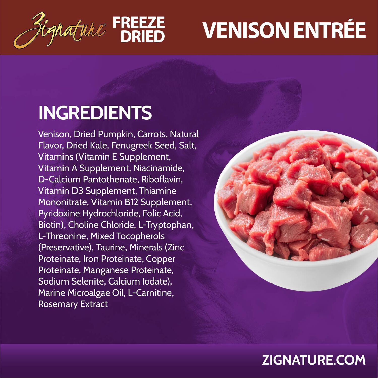 Zignature Grain-Free Venison Entr&eacute;e Freeze-Dried Dog Food, 12.5-Oz Bag